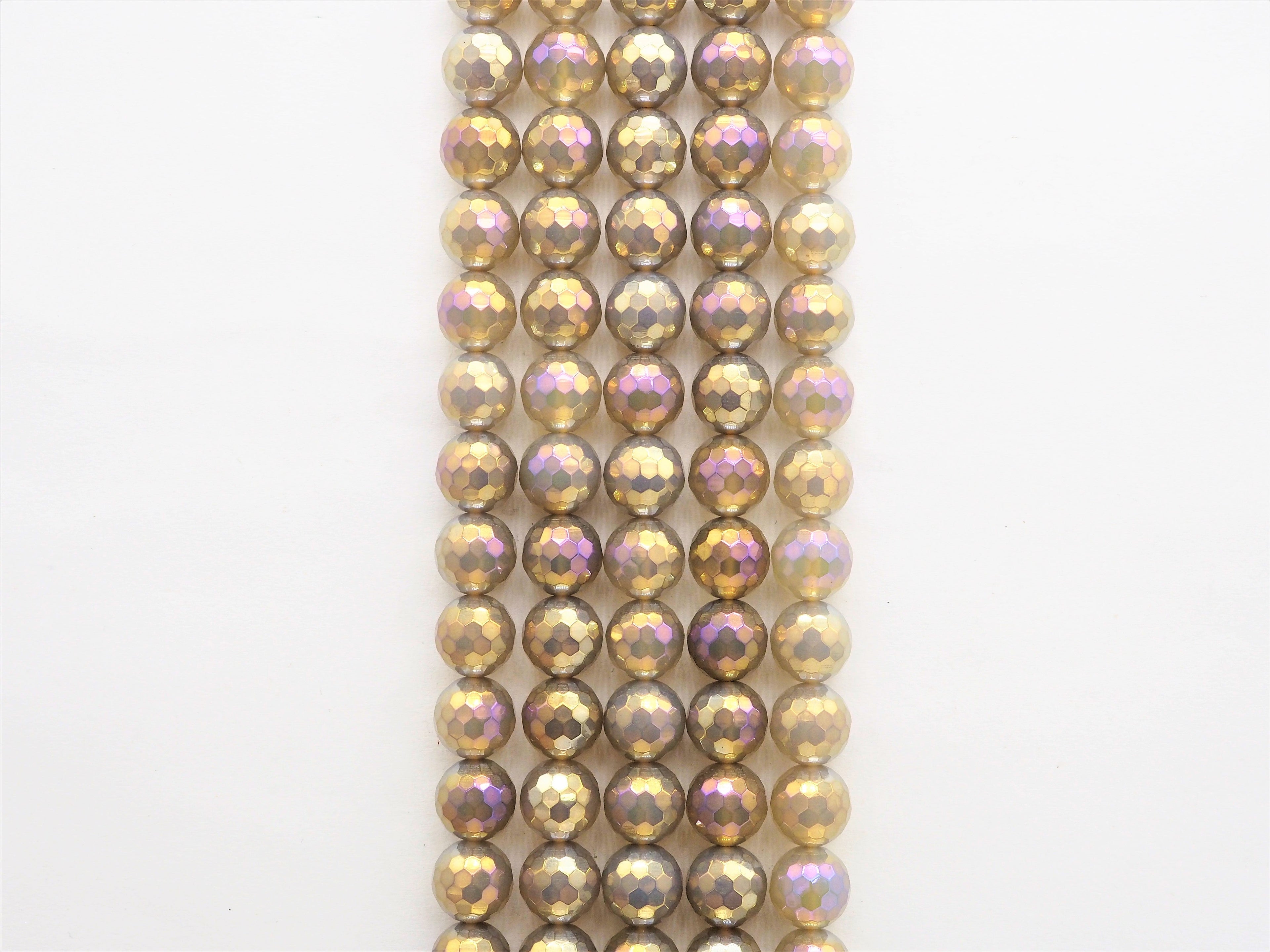 Mystic Plated Faceted Agate Beads,6mm/8mm/10mm, Multicolor Plated Gray Agate Beads,15.5" Full Strand, SKU#U303c