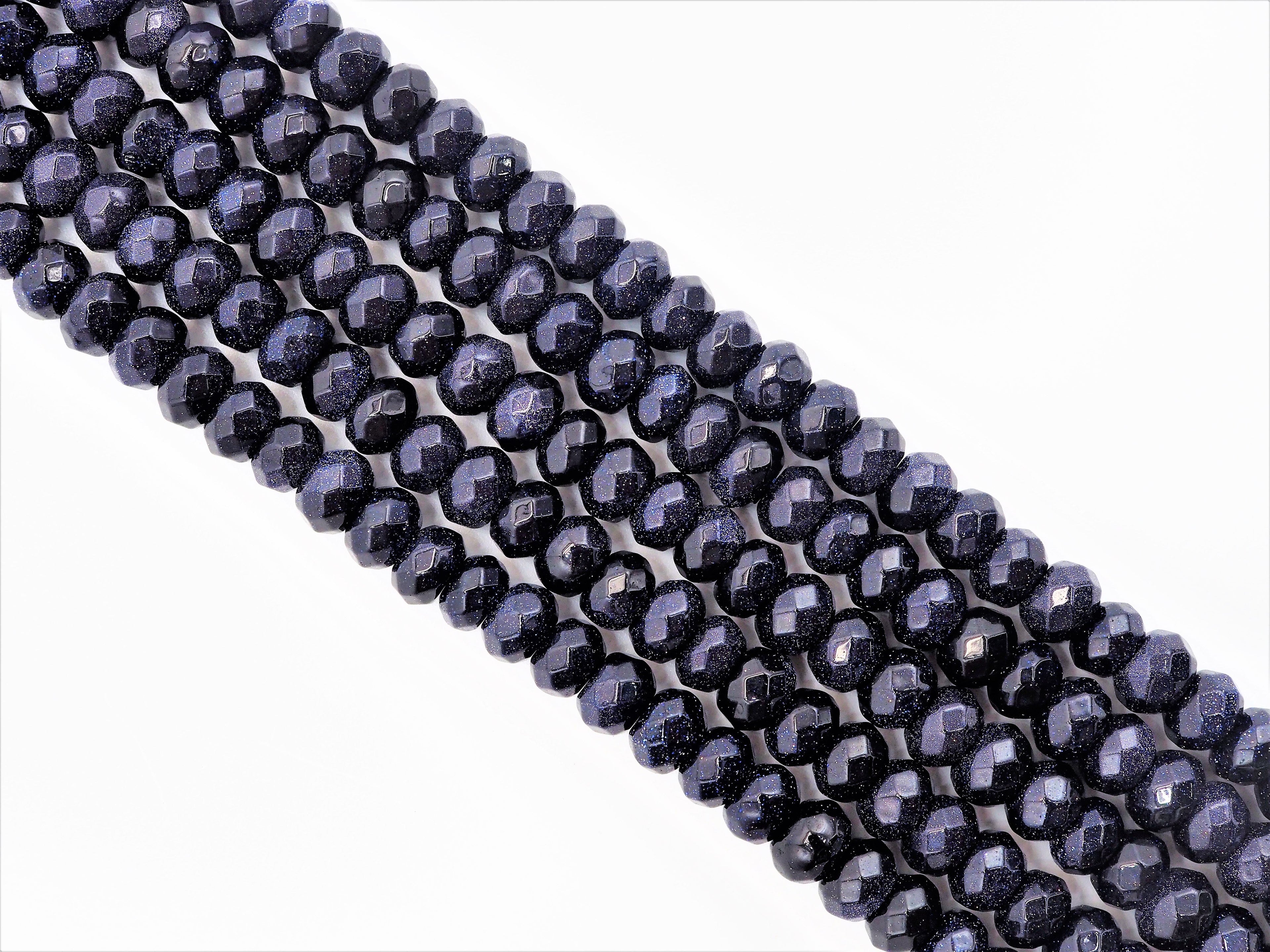 Natural Faceted Blue Goldstone beads, 2x4/4x6/5x8mm Natural Blue Gemstone beads, Natural Goldstone Beads, 15.5inch strand, SKU#U261