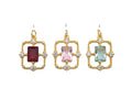 Gold Filled CZ Micro Pave Rectangle Shape Pendant, 14K Gold Filled Red/Pink/Blue Quartz Charm, Necklace Bracelet Charm, 14x18mm, Sku#ZX13