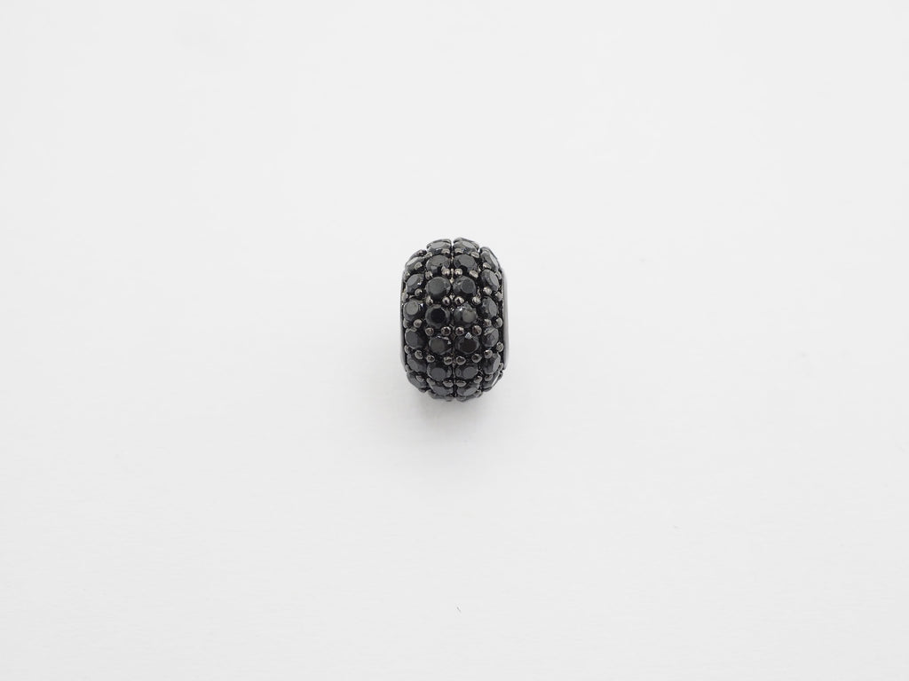 Black CZ Pave On Black Rondelle Big Hole Spacer Beads, Cubic Zirconia Rondelle Spacer Beads, Pave Beads,6x8/6x10mm, sku#C75