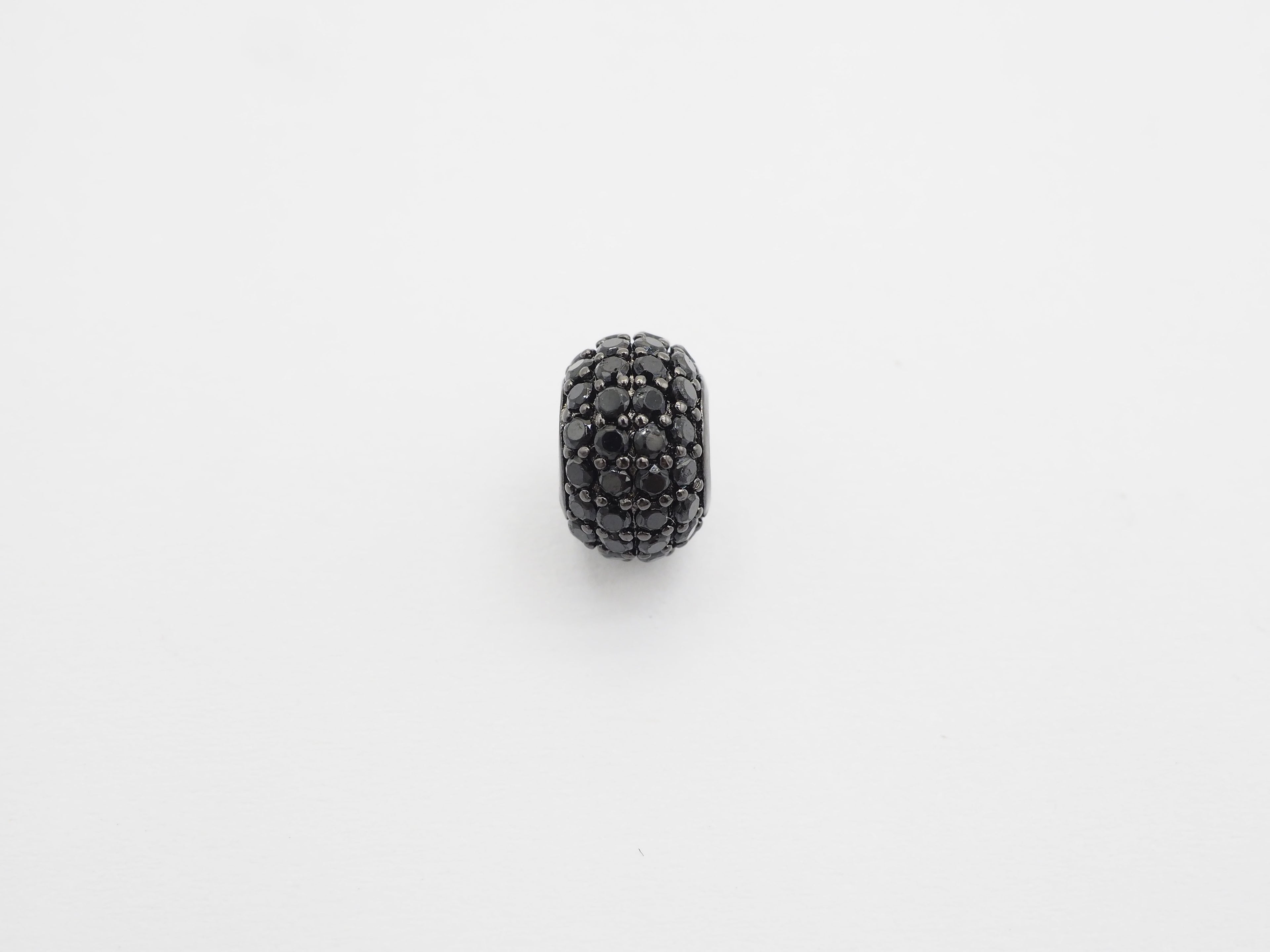 Black CZ Pave On Black Rondelle Big Hole Spacer Beads, Cubic Zirconia Rondelle Spacer Beads, Pave Beads,6x8/6x10mm, sku#C75