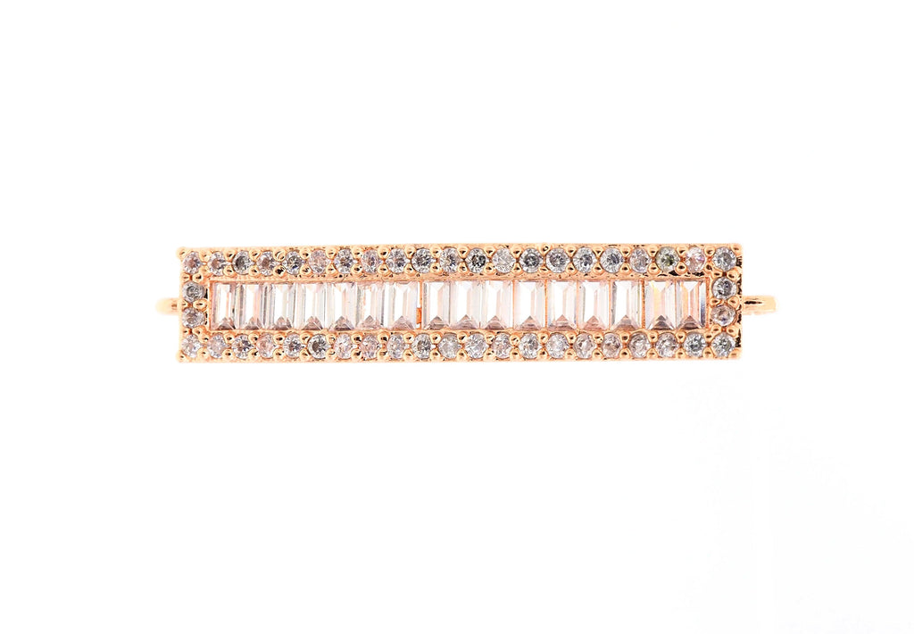 CZ Micro Pave Strip Connector for Bracelet/Necklace,Silver/Gold/Rose Gold/Gunmetal Spacer Connector/Link Connector, 6x34mm,sku#E404C