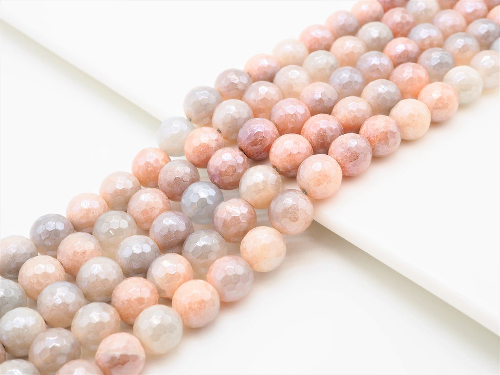 Mystic Plated Pink Faceted Aventurine Beads,6mm/8mm/10mm/12mm,Pink Gray Aventurine Beads,15.5" Full Strand, SKU#U301
