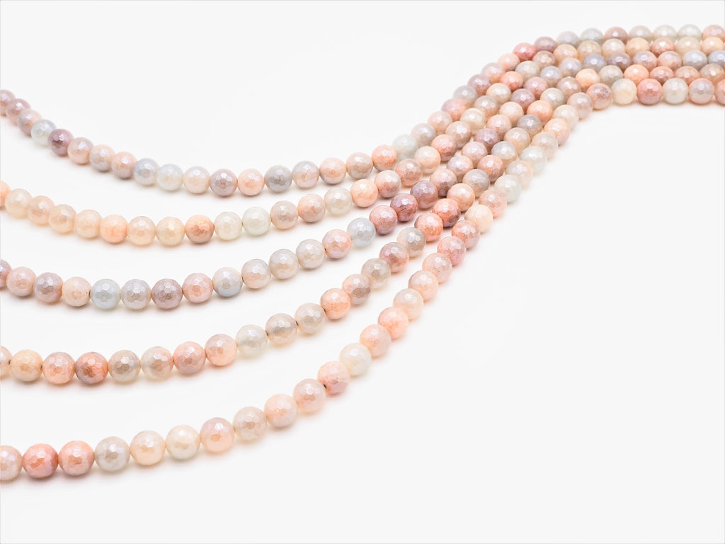 Mystic Plated Pink Faceted Aventurine Beads,6mm/8mm/10mm/12mm,Pink Gray Aventurine Beads,15.5" Full Strand, SKU#U301
