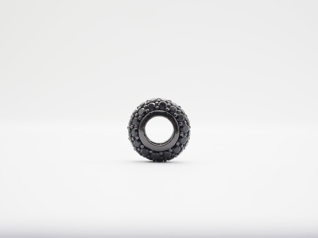 Black CZ Pave On Black Rondelle Big Hole Spacer Beads, Cubic Zirconia Rondelle Spacer Beads, Pave Beads,6x8/6x10mm, sku#C75