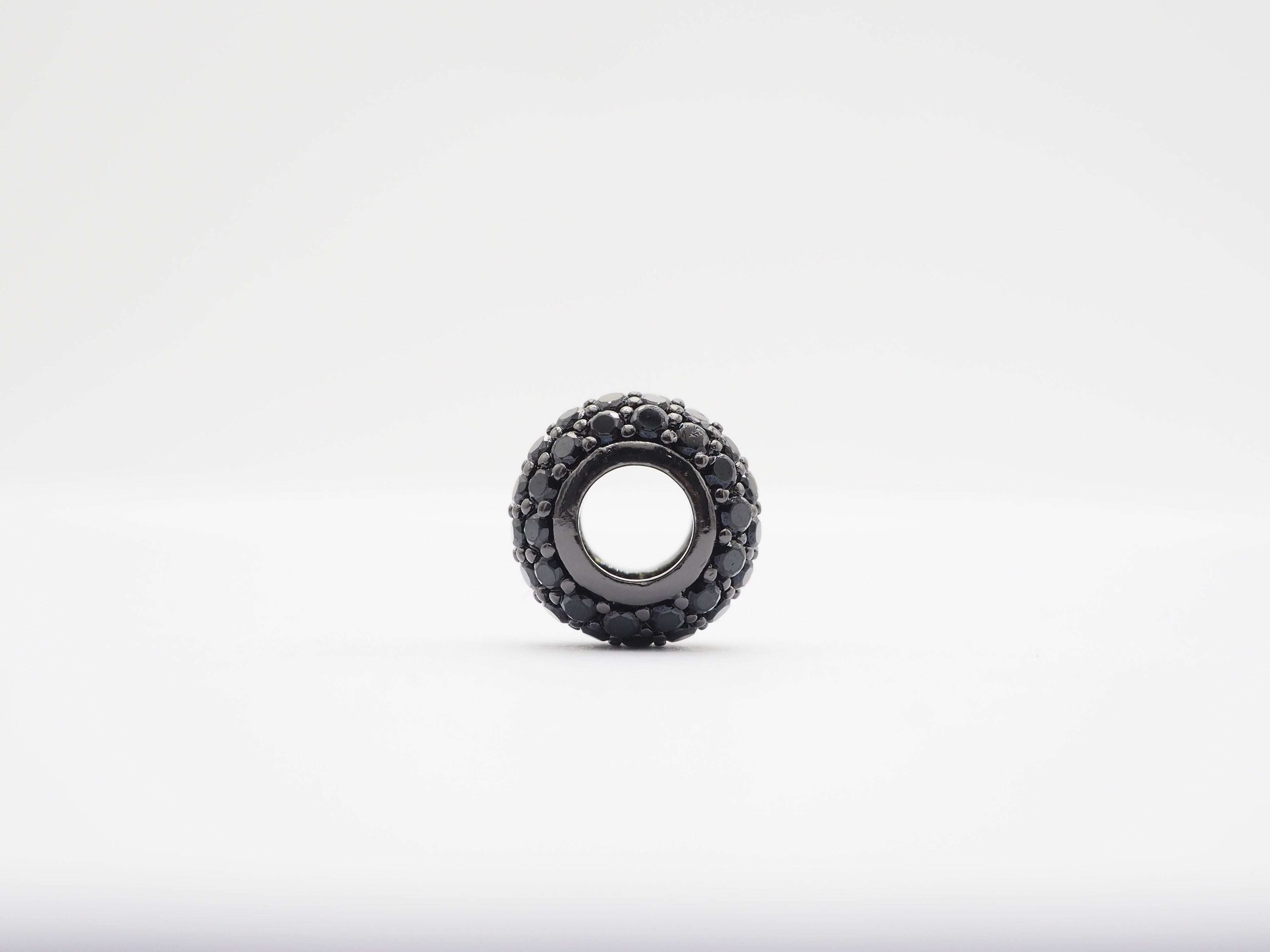 Black CZ Pave On Black Rondelle Big Hole Spacer Beads, Cubic Zirconia Rondelle Spacer Beads, Pave Beads,6x8/6x10mm, sku#C75