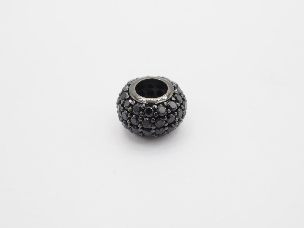 Black CZ Pave On Black Rondelle Big Hole Spacer Beads, Cubic Zirconia Rondelle Spacer Beads, Pave Beads,6x8/6x10mm, sku#C75