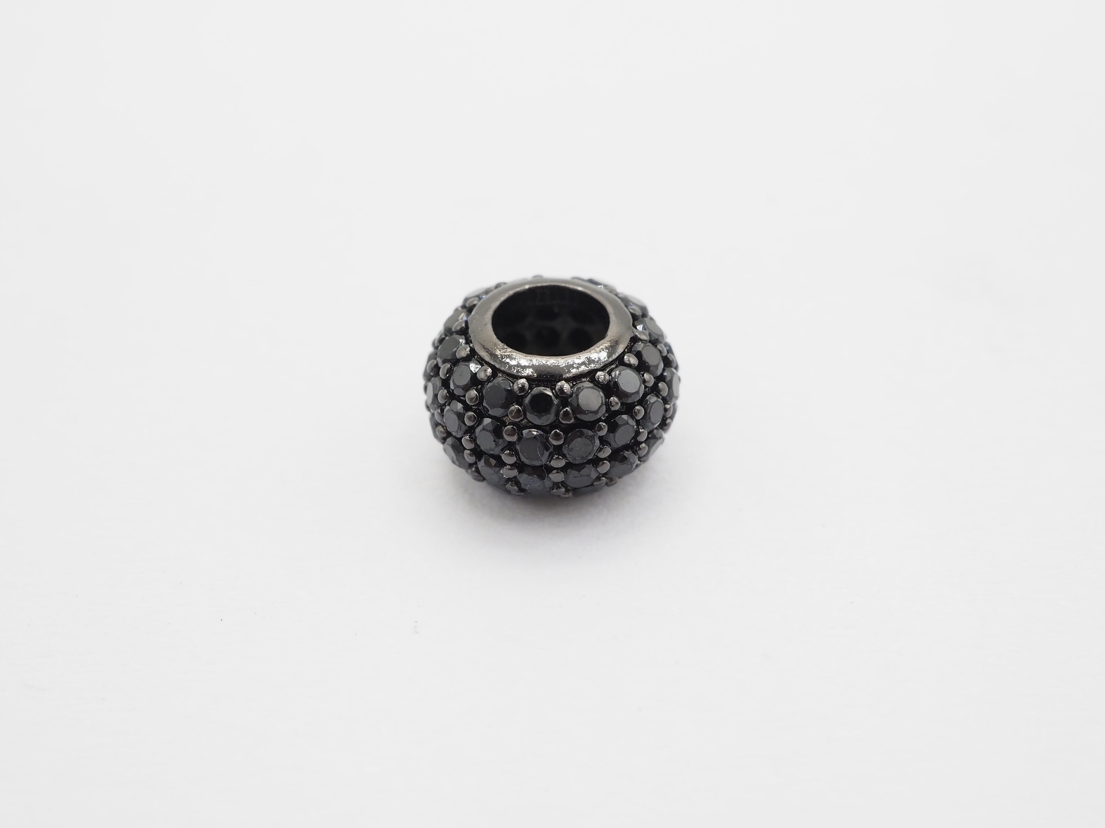 Black CZ Pave On Black Rondelle Big Hole Spacer Beads, Cubic Zirconia Rondelle Spacer Beads, Pave Beads,6x8/6x10mm, sku#C75