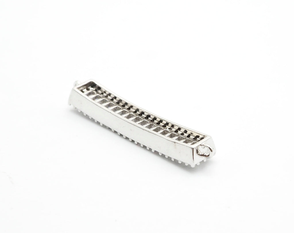 CZ Micro Pave Strip Connector for Bracelet/Necklace,Silver/Gold/Rose Gold/Gunmetal Spacer Connector/Link Connector, 6x34mm,sku#E404C