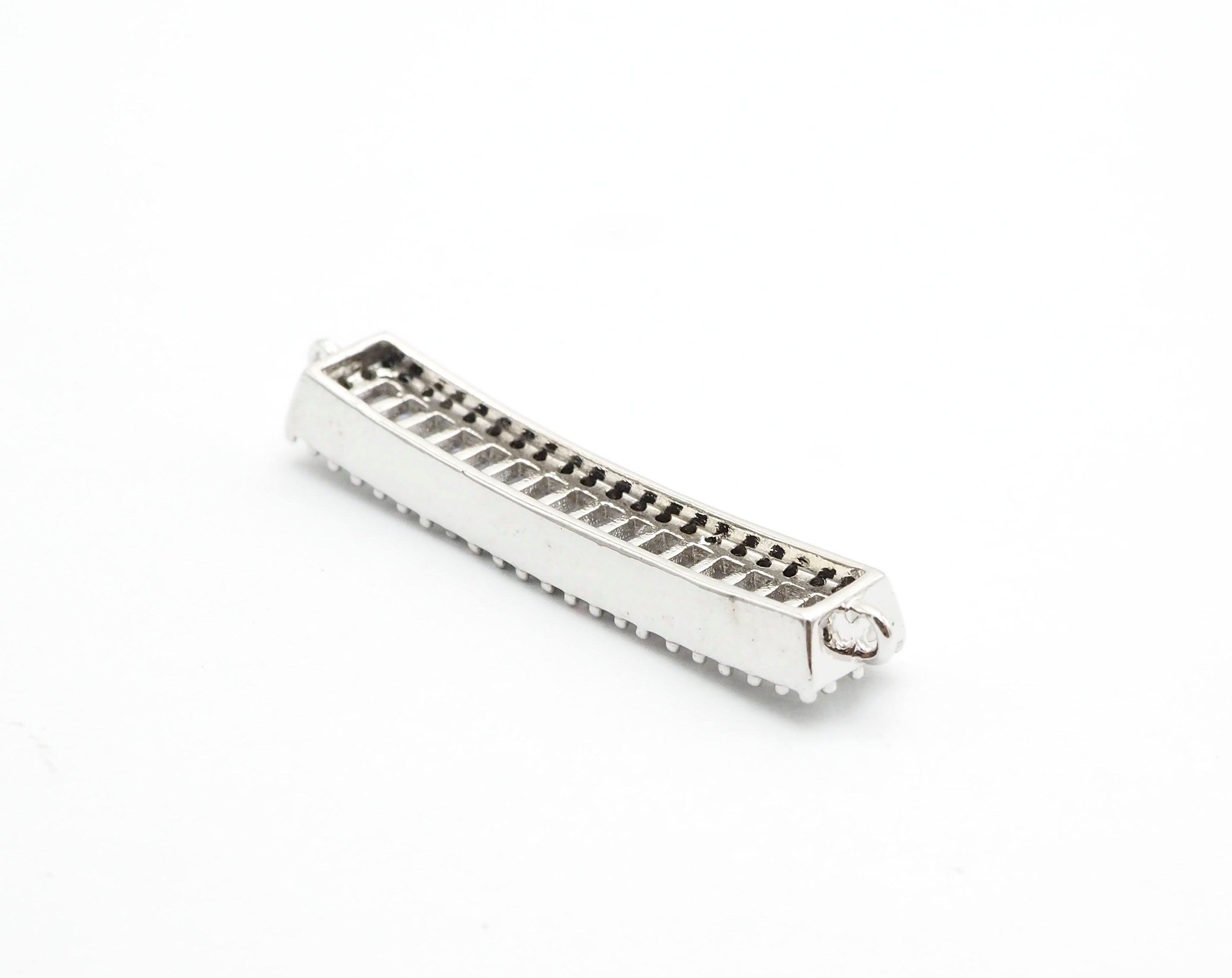 CZ Micro Pave Strip Connector for Bracelet/Necklace,Silver/Gold/Rose Gold/Gunmetal Spacer Connector/Link Connector, 6x34mm,sku#E404C