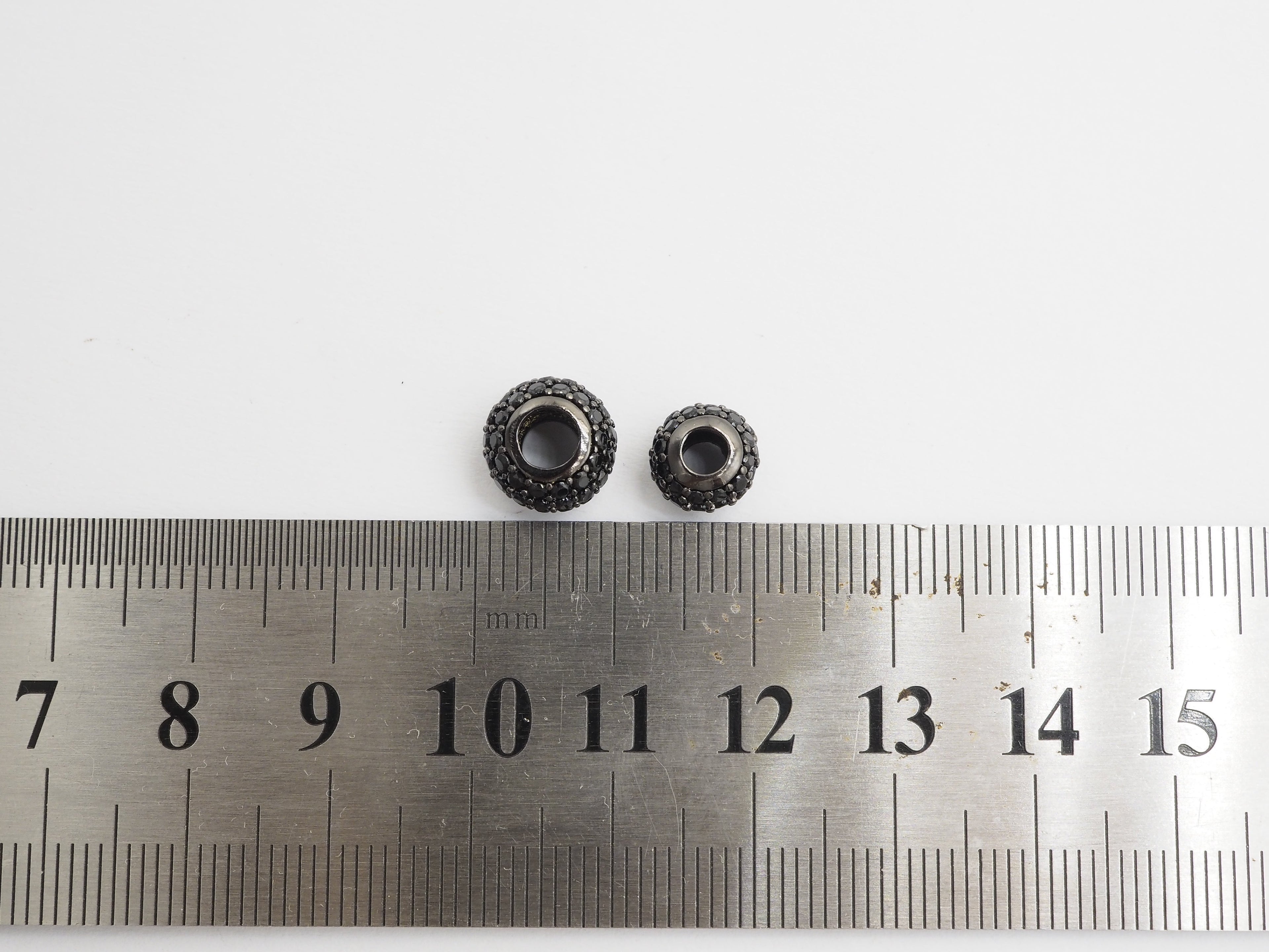Black CZ Pave On Black Rondelle Big Hole Spacer Beads, Cubic Zirconia Rondelle Spacer Beads, Pave Beads,6x8/6x10mm, sku#C75