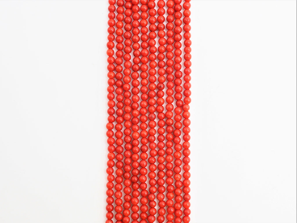 Smooth Round Dyed Orange Red Coral beads, 2mm/3mm/4mm Red Gemstone beads, Red Coral beads, 15.5inch strand, SKU#U280