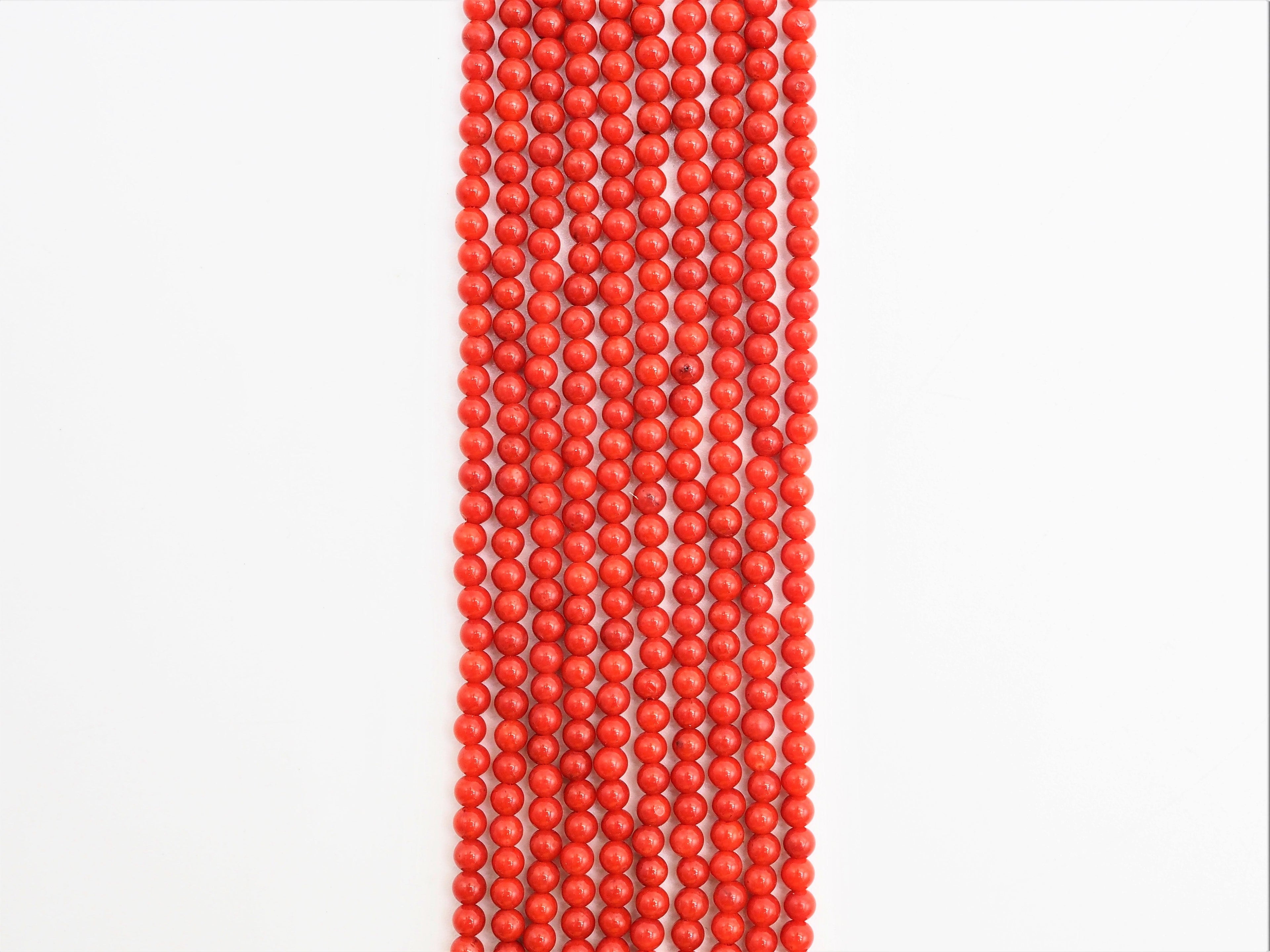 Smooth Round Dyed Orange Red Coral beads, 2mm/3mm/4mm Red Gemstone beads, Red Coral beads, 15.5inch strand, SKU#U280