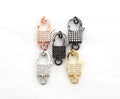 CZ Micro Pave Square Lock Lobster Claw Clasp, Cubic Zirconia Clasp/Link Connector, 18x8mm, sku#H126