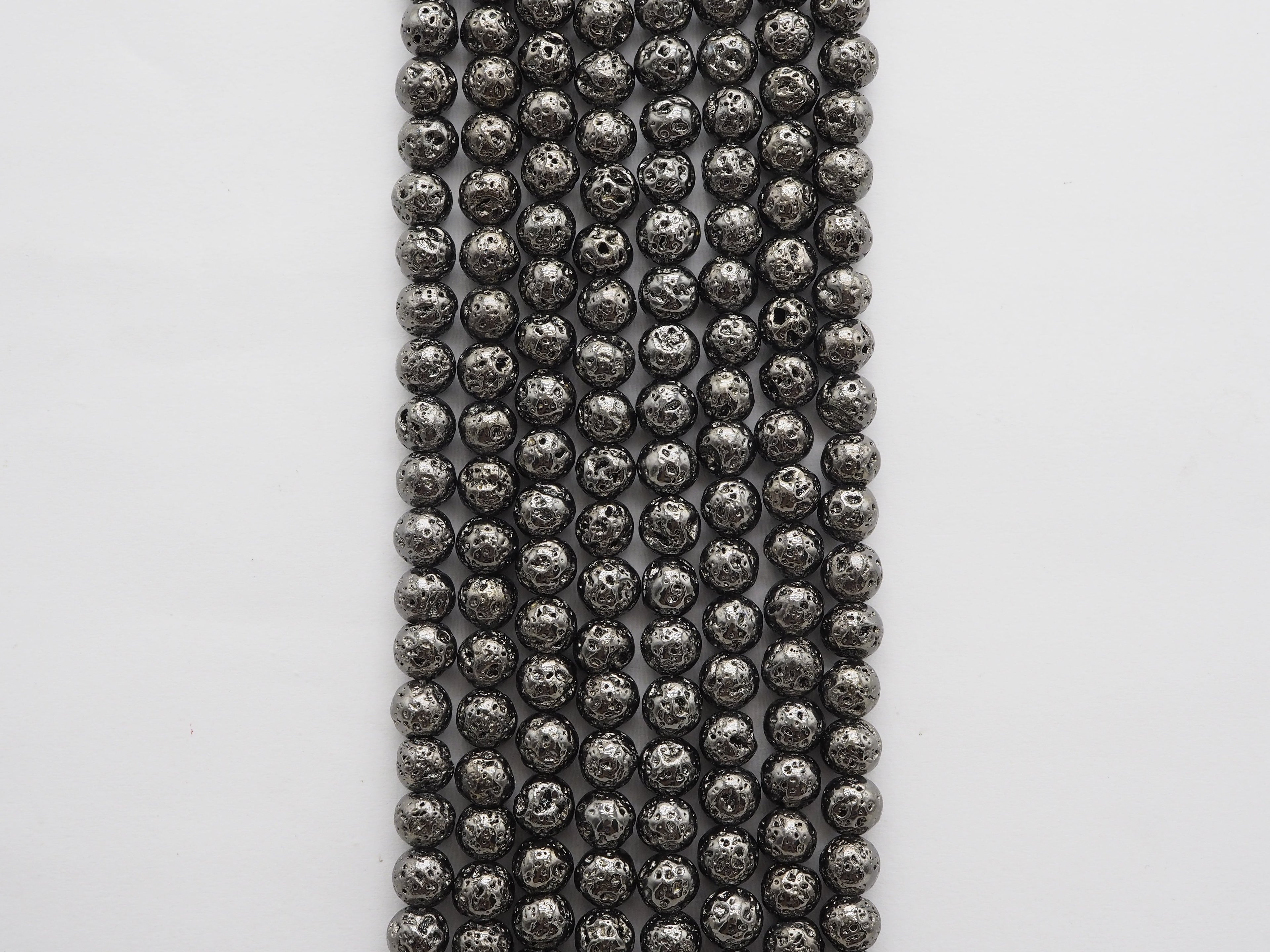 Wholesale Hematite Plated Lava Round Beads, 4mm/6mm/8mm/10mm/12mm Black Gemstone Beads, Wholesale Gemstone beads, 15.5" Full Strand,SKU#S112