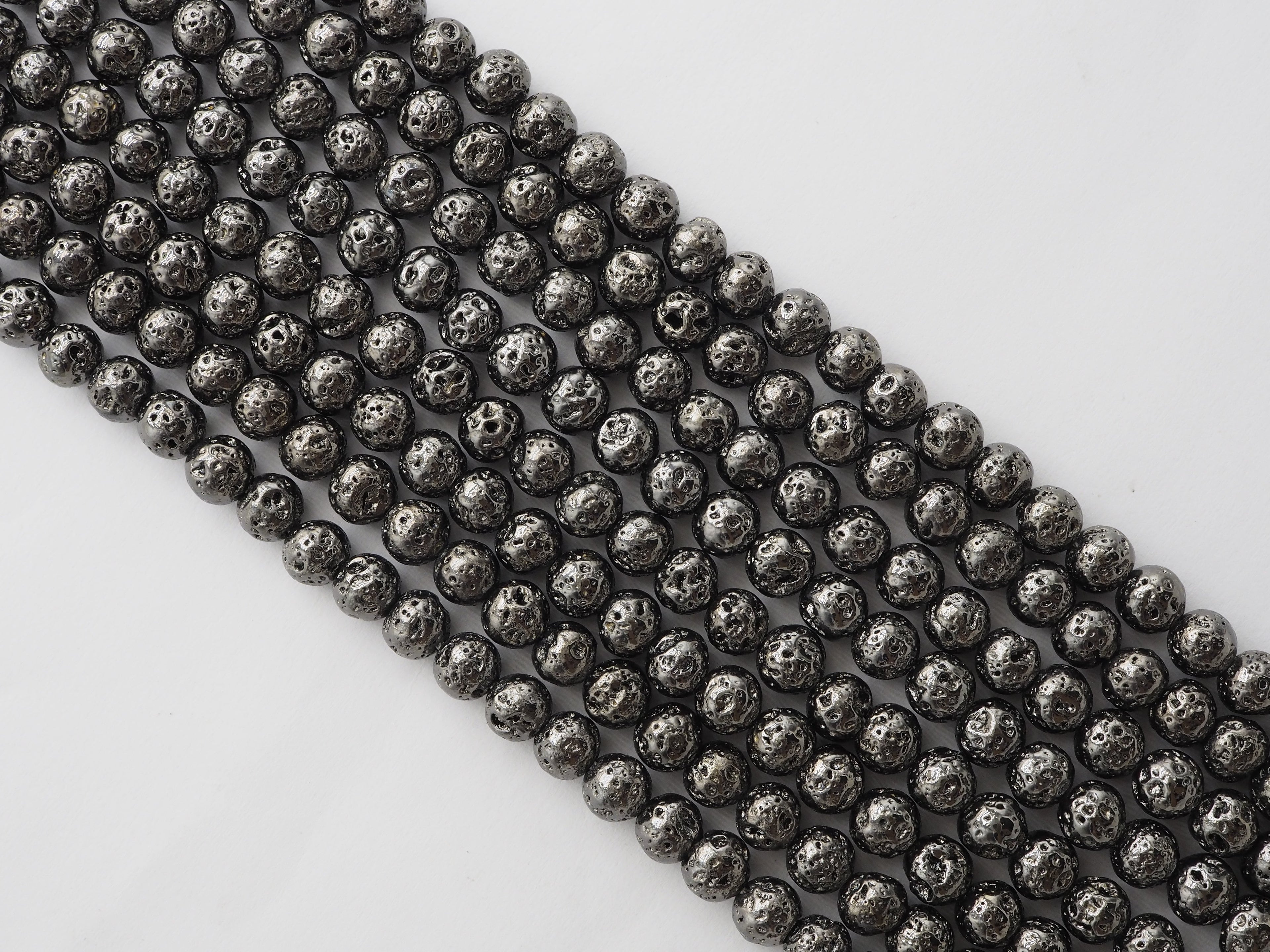 Wholesale Hematite Plated Lava Round Beads, 4mm/6mm/8mm/10mm/12mm Black Gemstone Beads, Wholesale Gemstone beads, 15.5" Full Strand,SKU#S112
