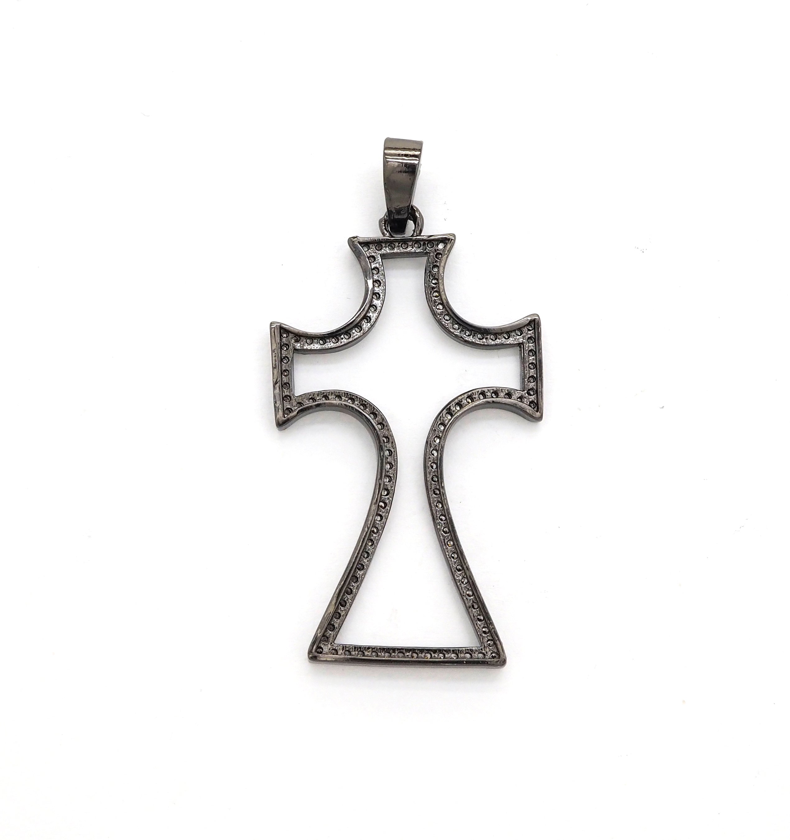 CZ Micro Pave Large Cross Pendant/Focal, Cubic Zirconia Paved Charm, Necklace Bracelet Charm Pendant, 25x44mm,sku#F523