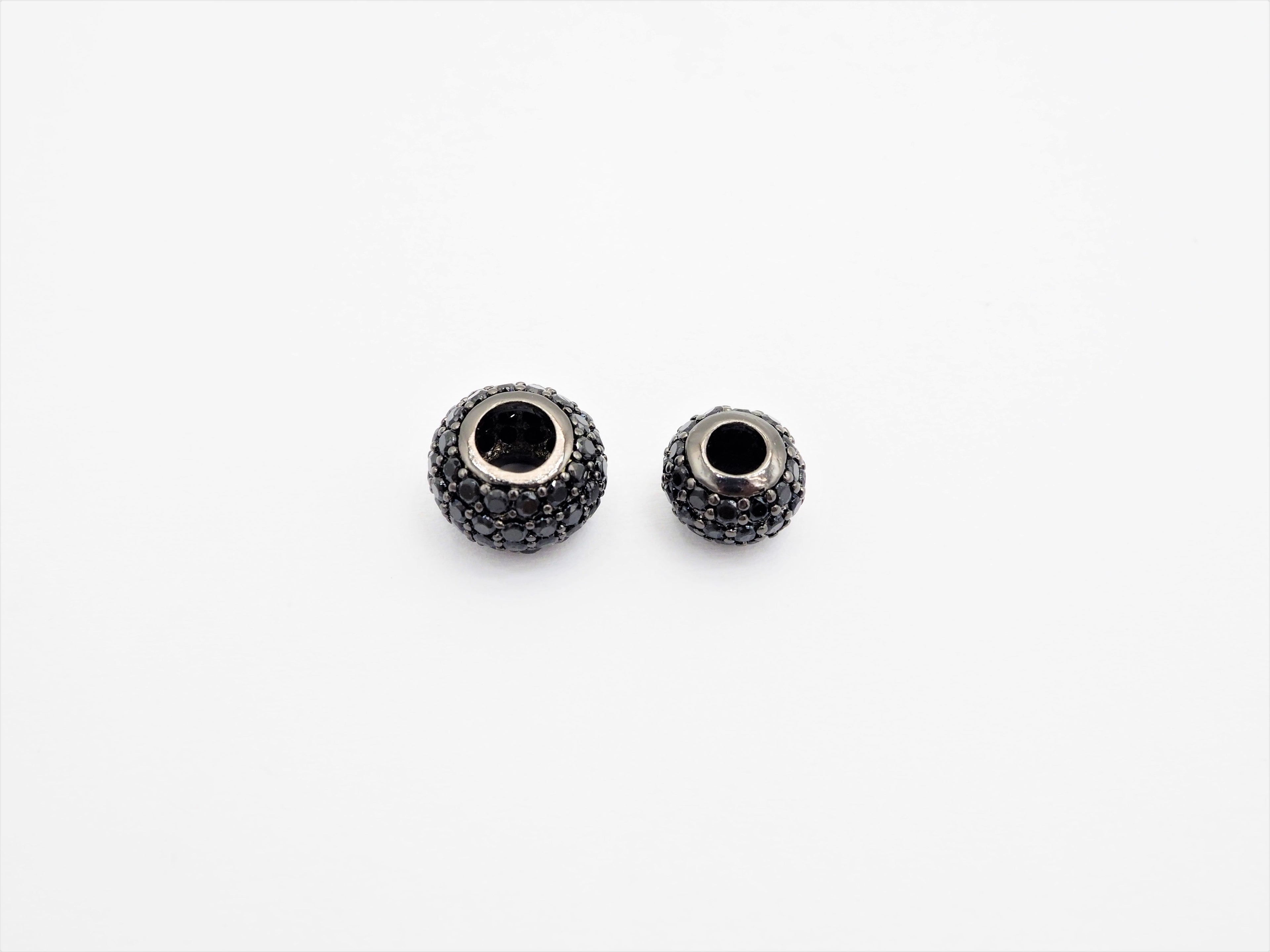 Black CZ Pave On Black Rondelle Big Hole Spacer Beads, Cubic Zirconia Rondelle Spacer Beads, Pave Beads,6x8/6x10mm, sku#C75