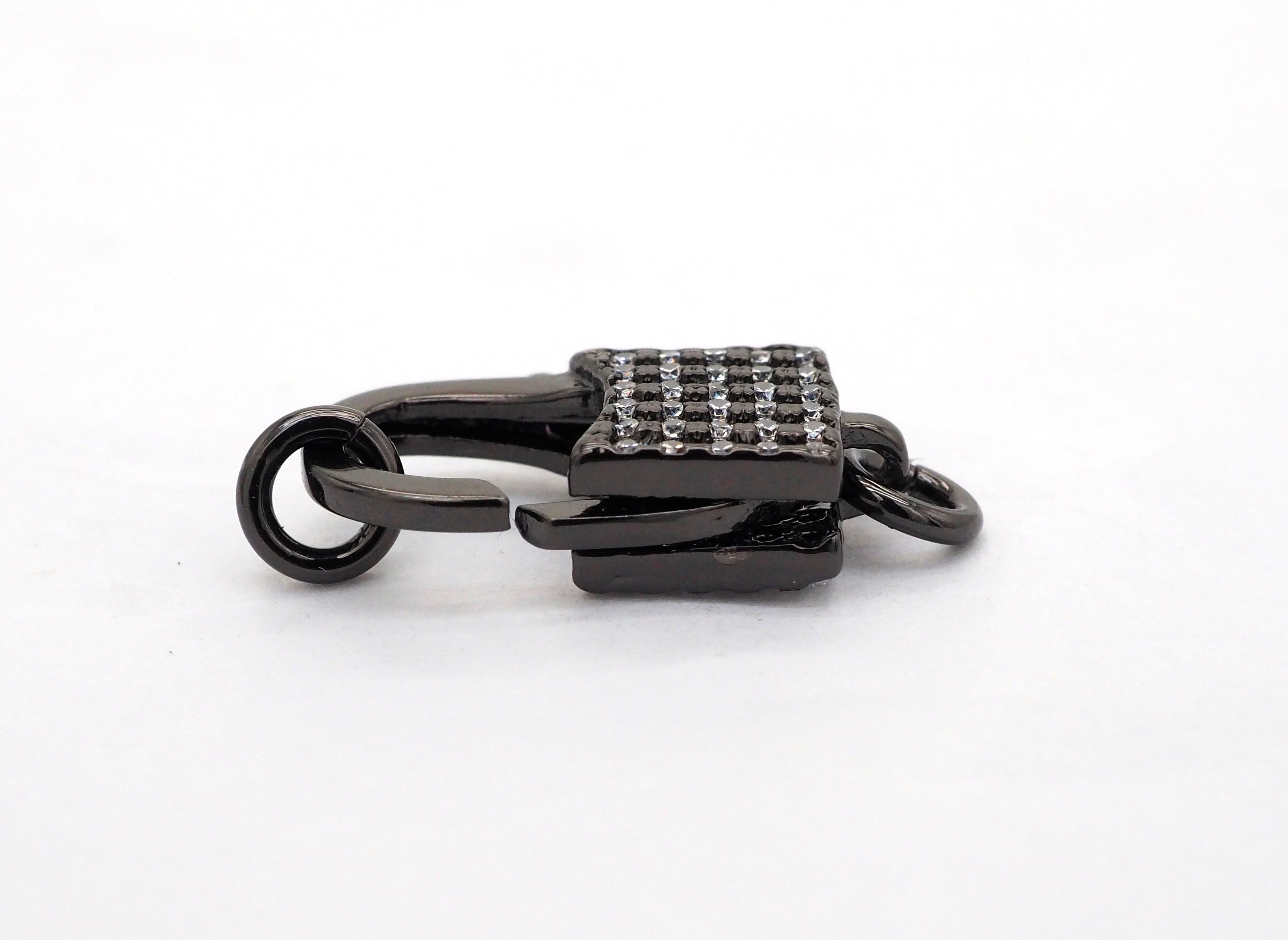 CZ Micro Pave Square Lock Lobster Claw Clasp, Cubic Zirconia Clasp/Link Connector, 18x8mm, sku#H126