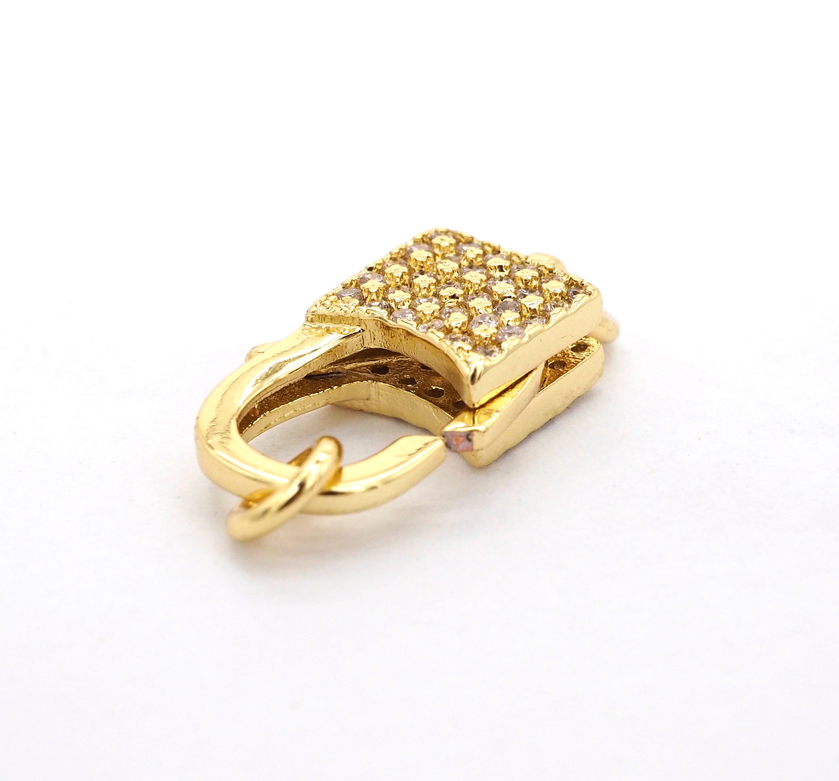 CZ Micro Pave Square Lock Lobster Claw Clasp, Cubic Zirconia Clasp/Link Connector, 18x8mm, sku#H126