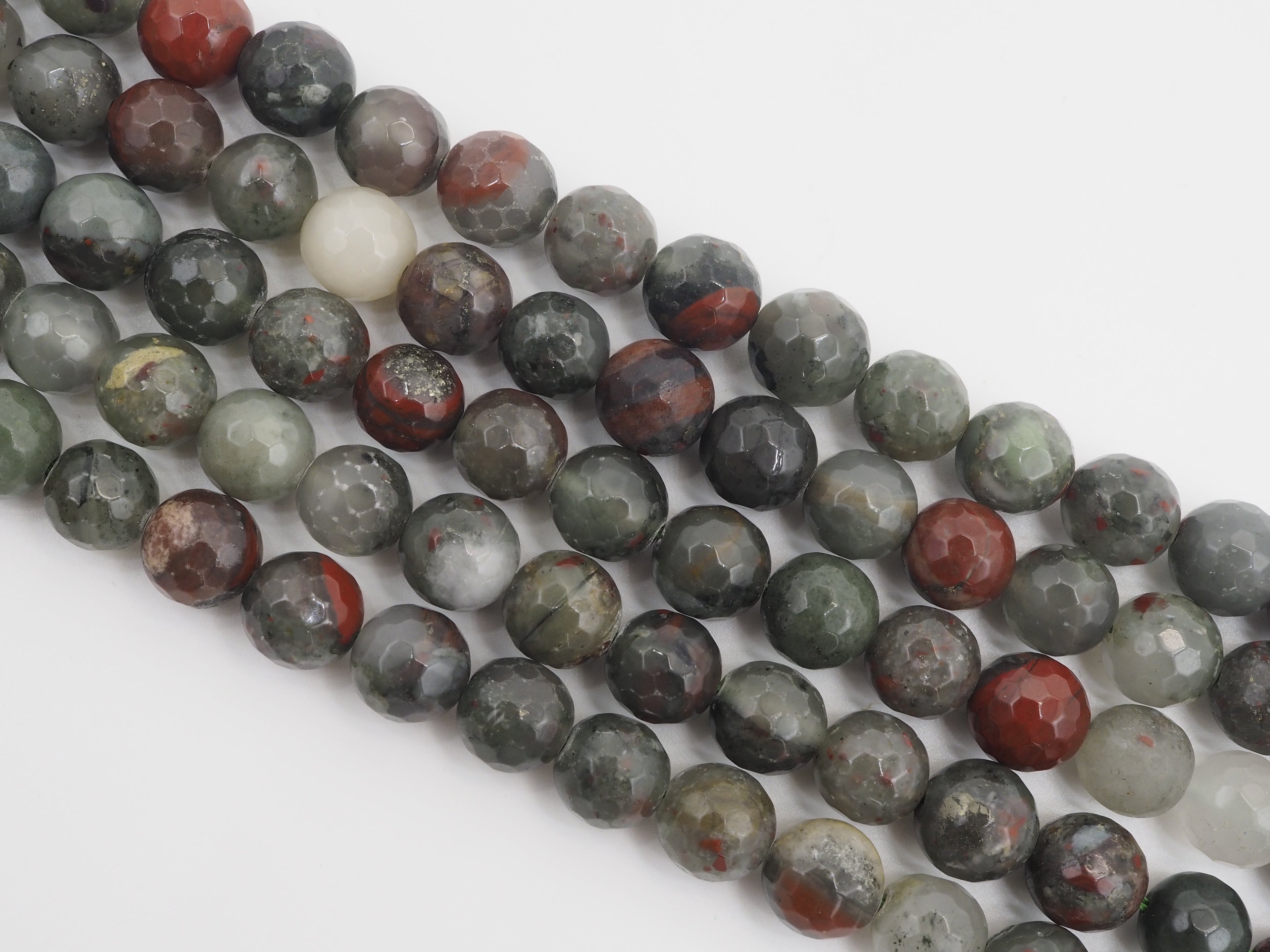 Natural Faceted Round Blood Stone beads