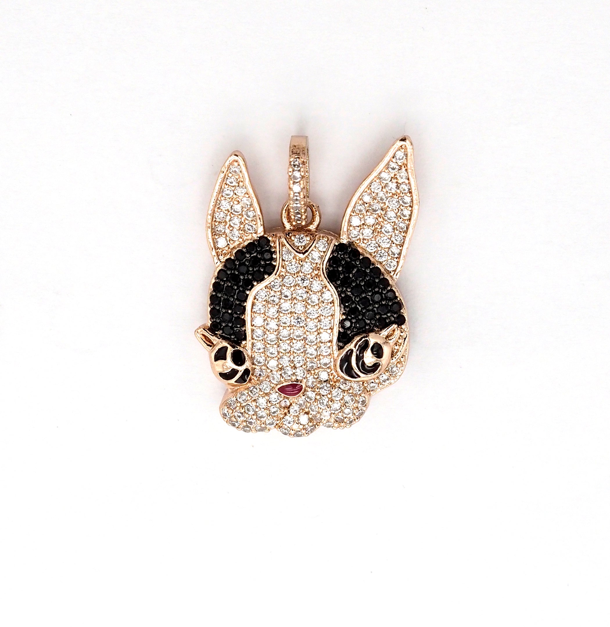 CZ Micro Pave Bunny Rabbit Head Charm Pendant, Cubic Zirconia Pendant, Gold/Silver/Rose Gold/Black, 28x20mm, SKU#F517