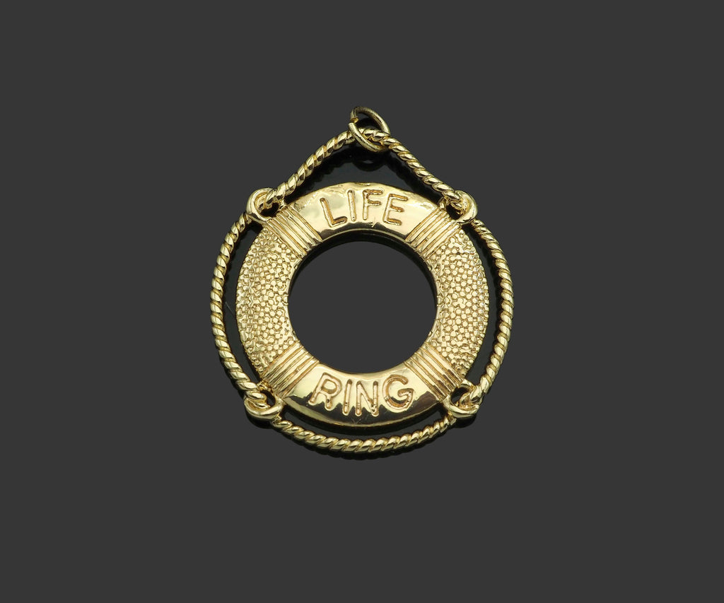 Gold Filled Life Ring Word On Life Ring Shape Pendant, 14K Gold Filled Life Ring Charm, Necklace Bracelet Charm Pendant, 22x24mm, Sku#ZX19