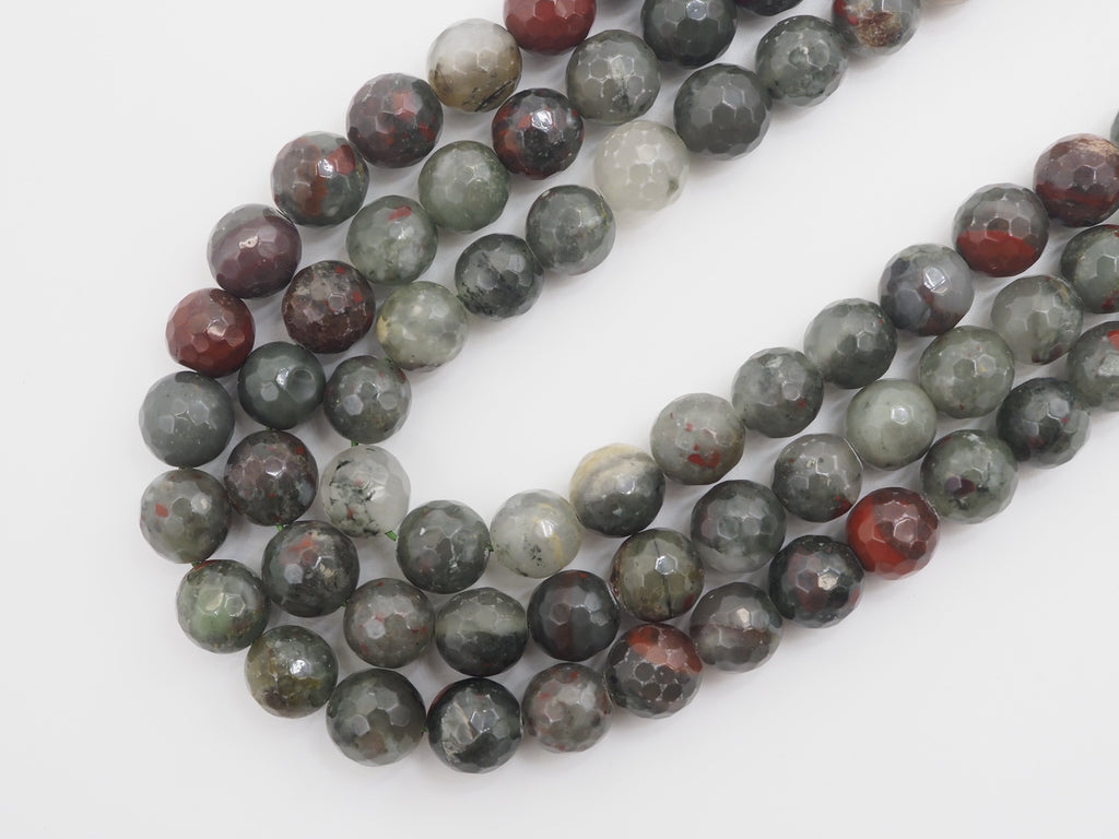 Natural Faceted Round Blood Stone beads