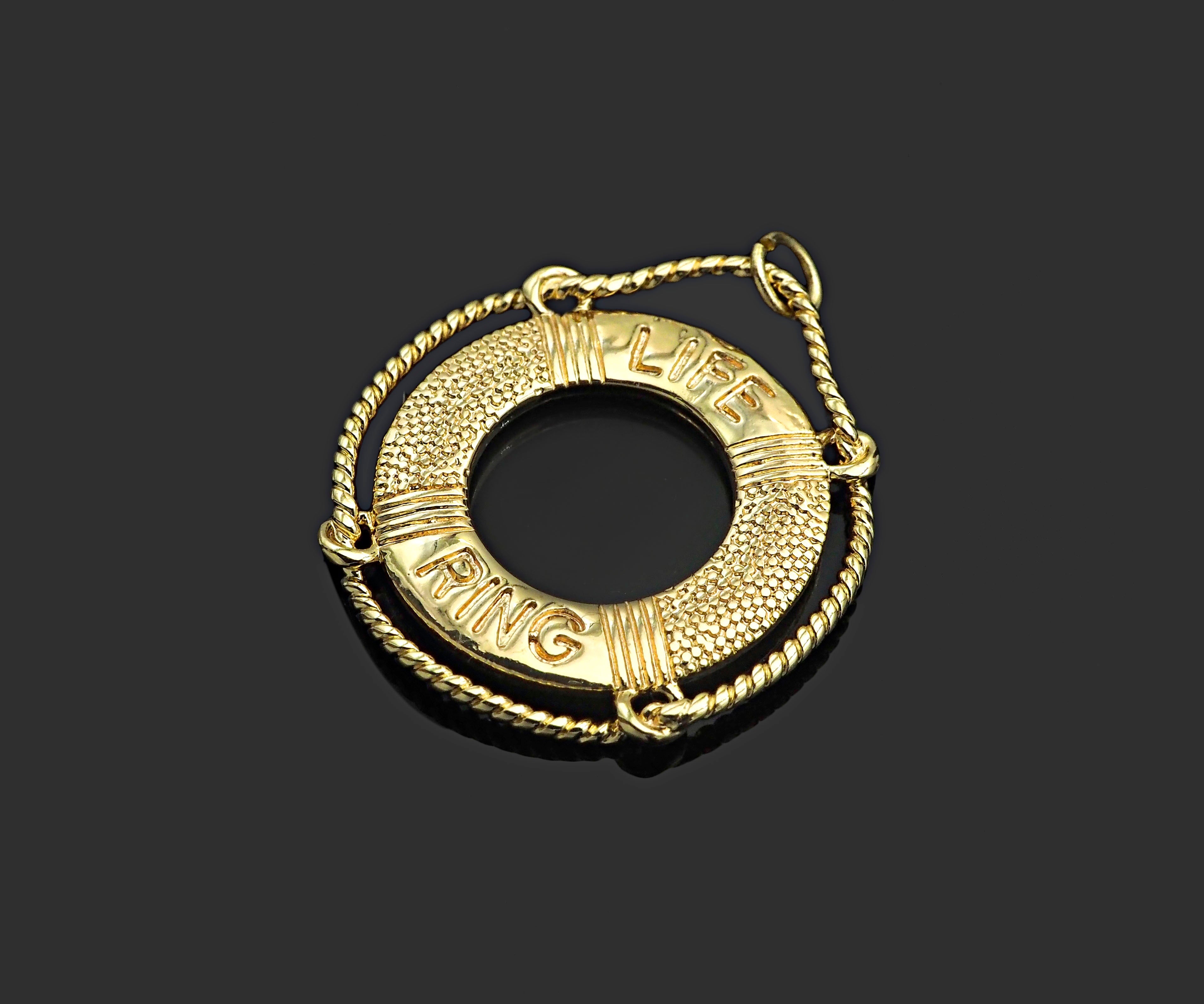 Gold Filled Life Ring Word On Life Ring Shape Pendant, 14K Gold Filled Life Ring Charm, Necklace Bracelet Charm Pendant, 22x24mm, Sku#ZX19