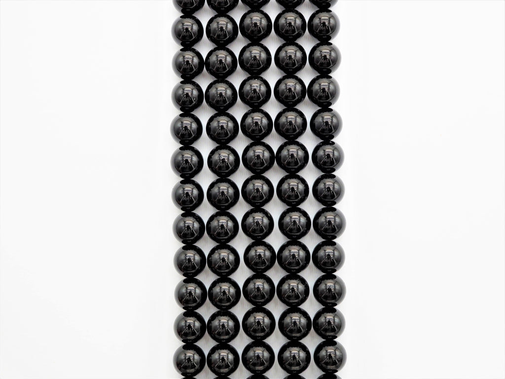 Quality Natural Black Tourmaline Round Smooth Beads,  SKU#U310