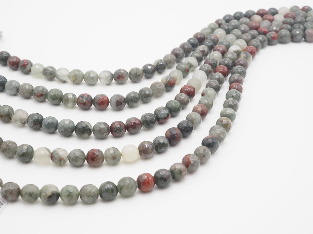 Natural Faceted Round Blood Stone beads