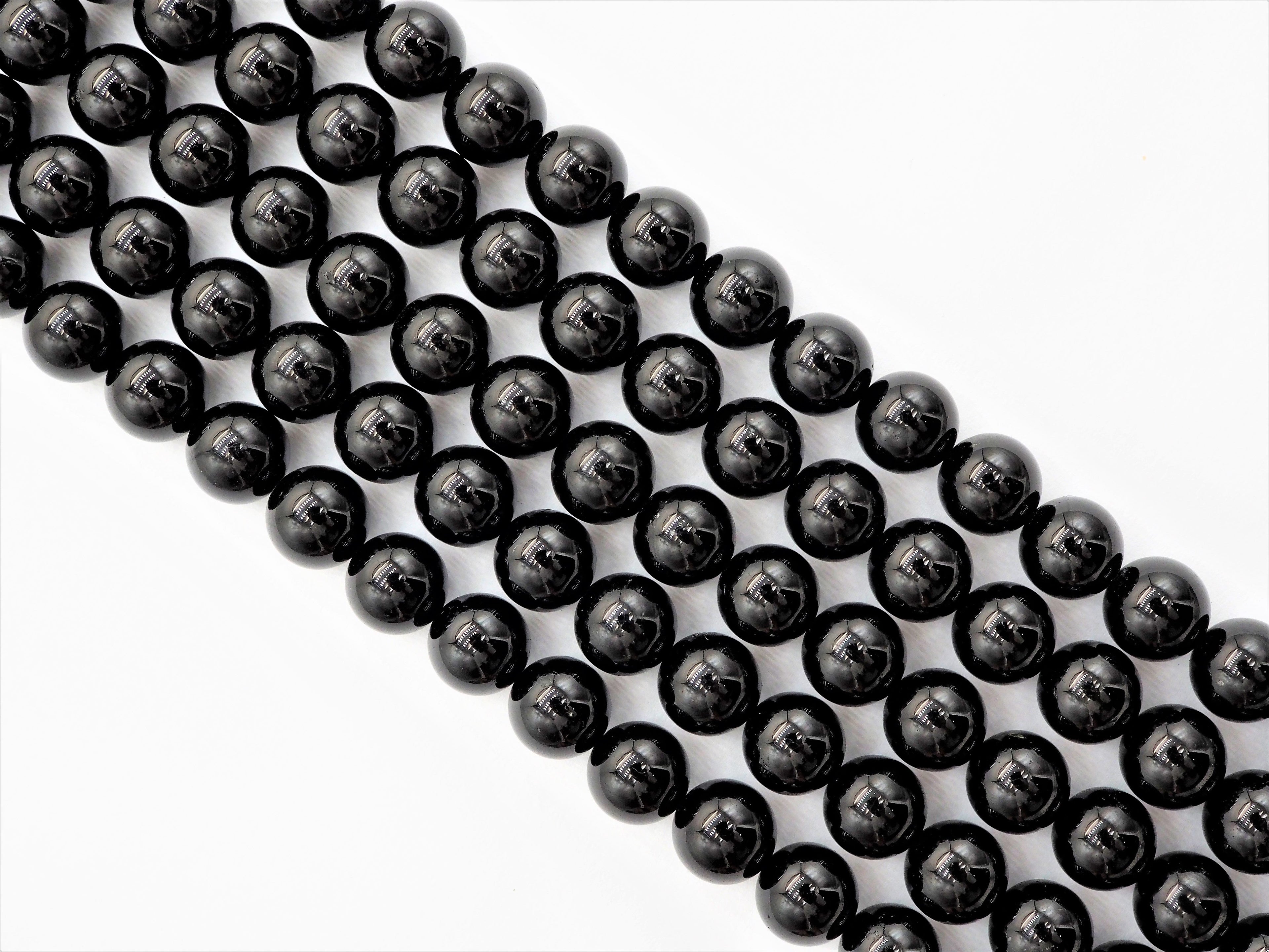 Quality Natural Black Tourmaline Round Smooth Beads,  SKU#U310