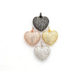15mm CZ Micro Pave Puffy Heart Charm/Pendant, CZ Pave Charm in Gold/Rose Gold/Silver/Black Finish, Pave Heart Beads, sku#F524