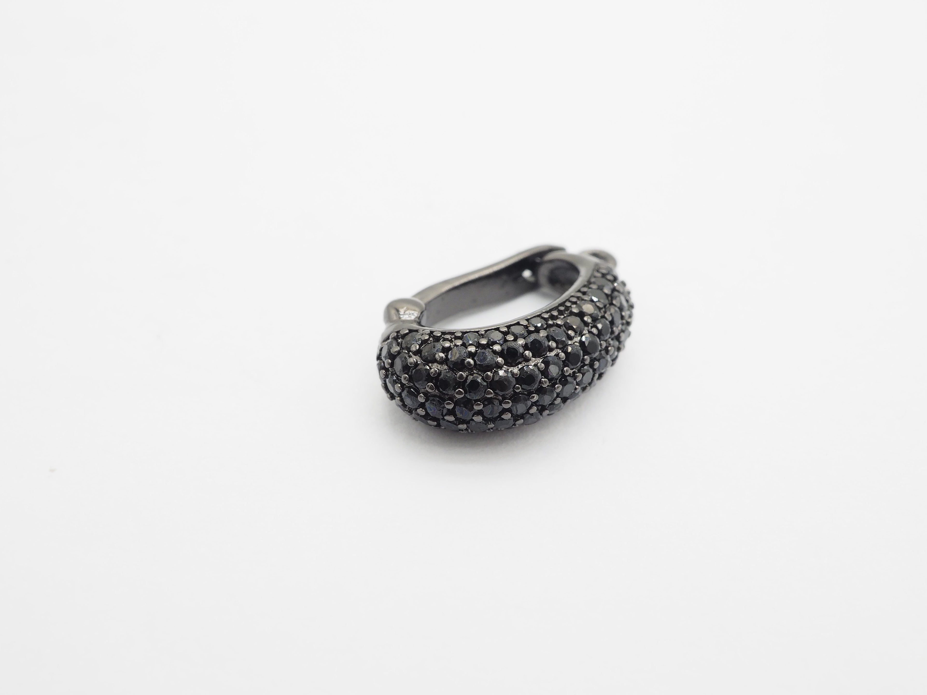 Black CZ Pave On Black Micro Pave Rhodium Plated Pendant Enhancer Bail with Latch-Back Closure, Pendant Enhancer,6x20x13mm, sku#C87
