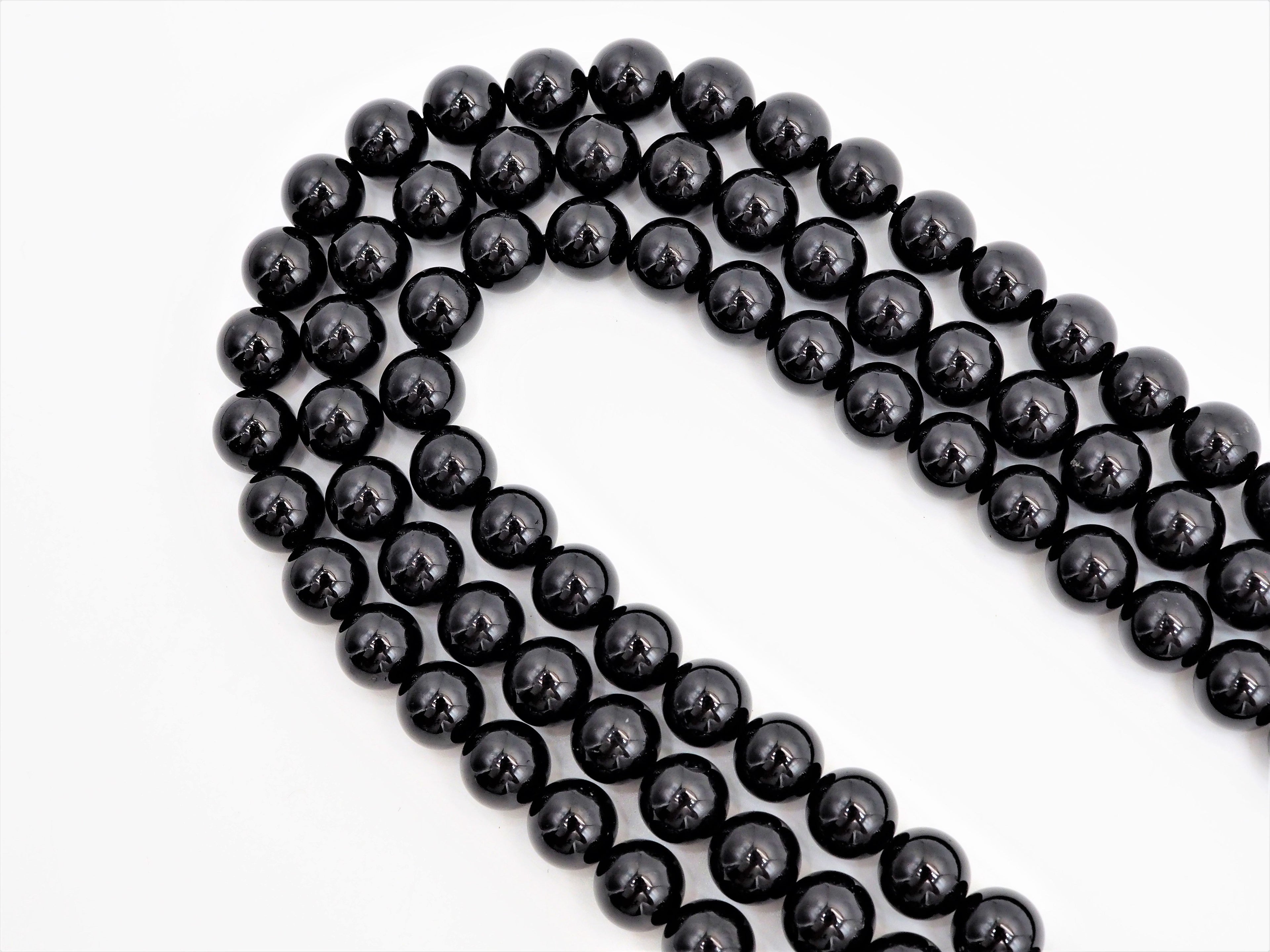 Quality Natural Black Tourmaline Round Smooth Beads,  SKU#U310