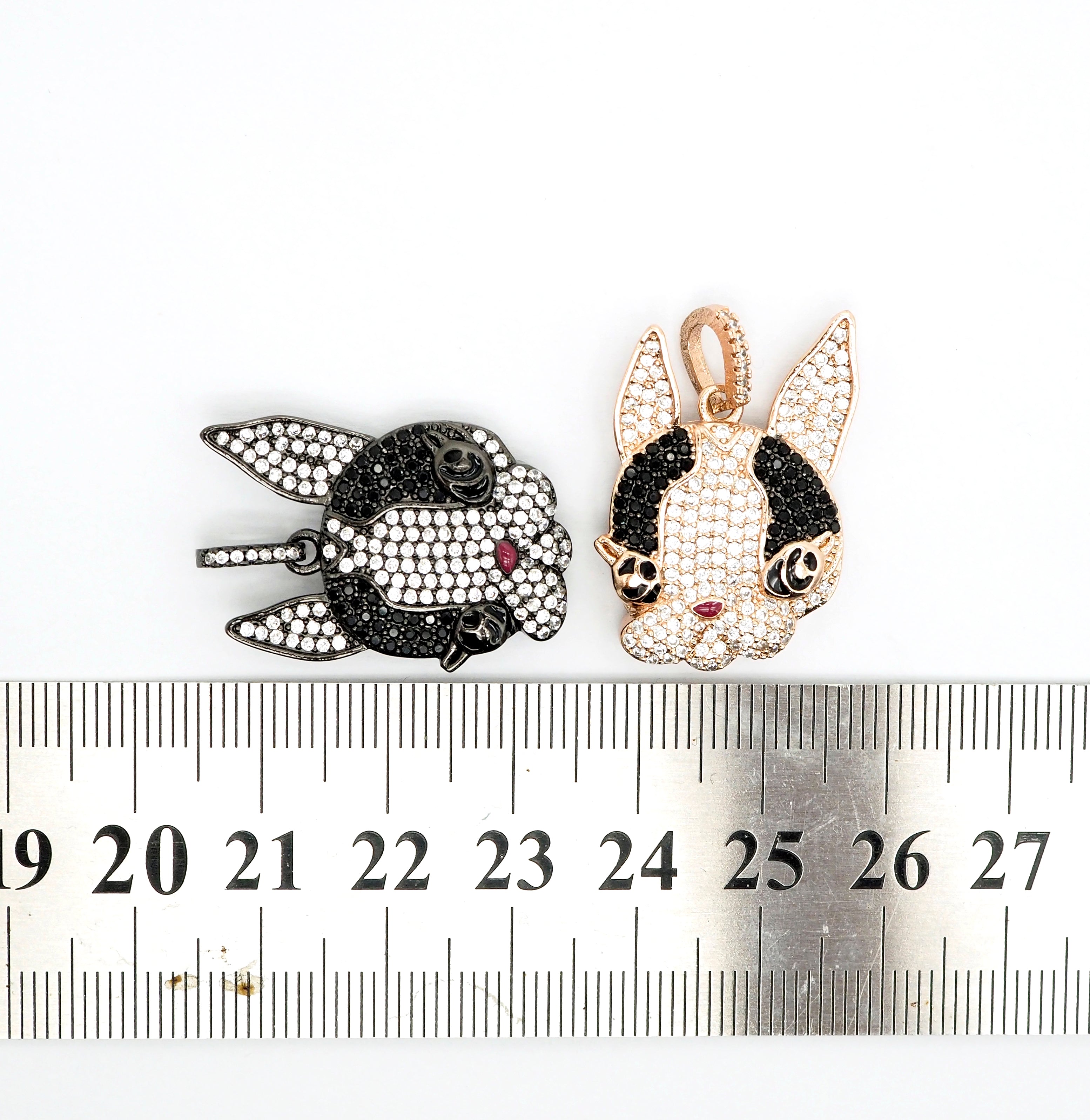CZ Micro Pave Bunny Rabbit Head Charm Pendant, Cubic Zirconia Pendant, Gold/Silver/Rose Gold/Black, 28x20mm, SKU#F517