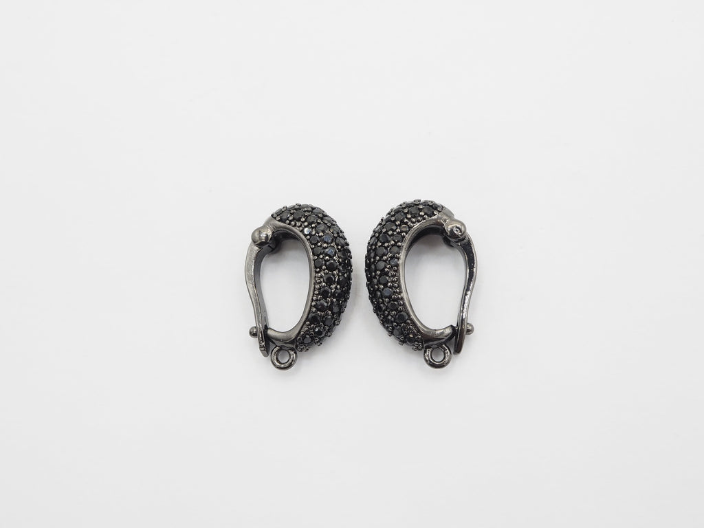 Black CZ Pave On Black Micro Pave Rhodium Plated Pendant Enhancer Bail with Latch-Back Closure, Pendant Enhancer,6x20x13mm, sku#C87