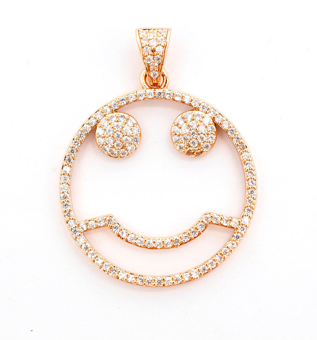 CZ Micro Pave Cute Face Round Pendant with bail, 30x27mm, Cubic Zirconia Round Pave Pendant Charm Beads, Pave Pendant, SKU#F500/F533