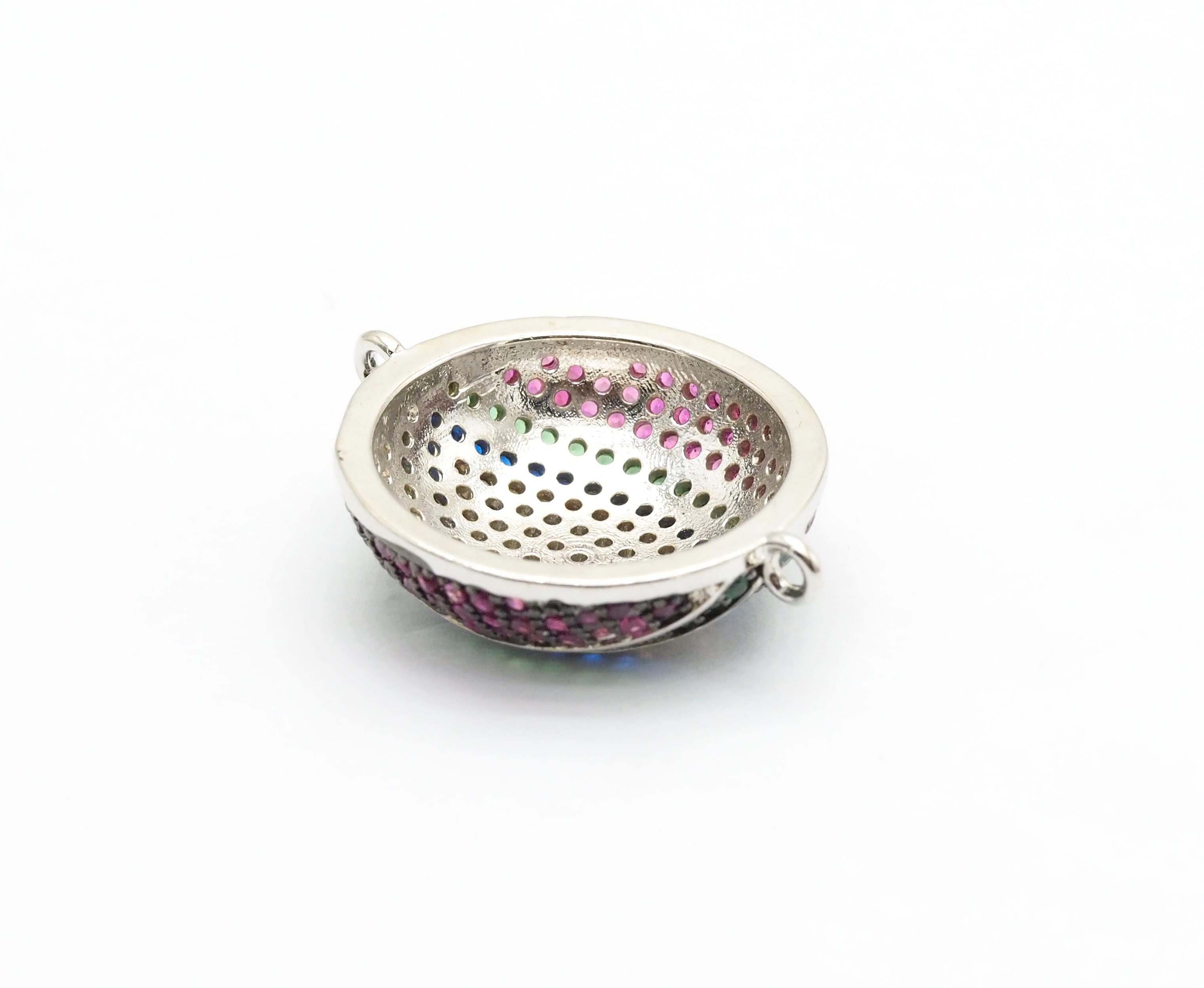 Large CZ Micro Multi color Dome Evil Eyes Connector, Half Circle Cubic Zirconia Connector for Bracelet Necklace,20x25mm,sku#E406