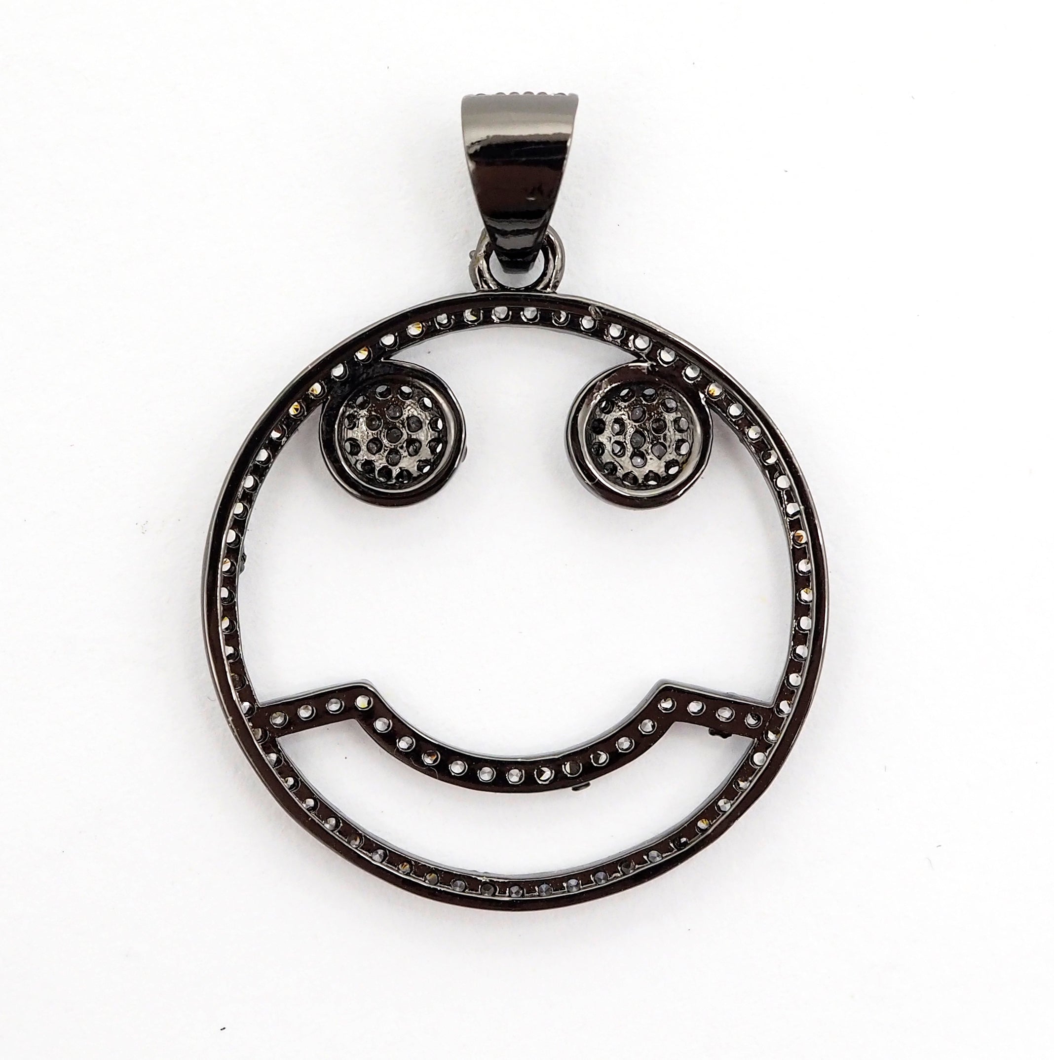 CZ Micro Pave Cute Face Round Pendant with bail, 30x27mm, Cubic Zirconia Round Pave Pendant Charm Beads, Pave Pendant, SKU#F500/F533