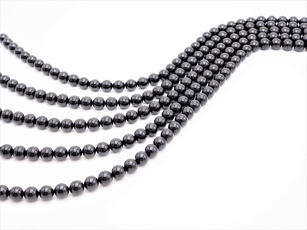 Quality Natural Black Tourmaline Round Smooth Beads,  SKU#U310