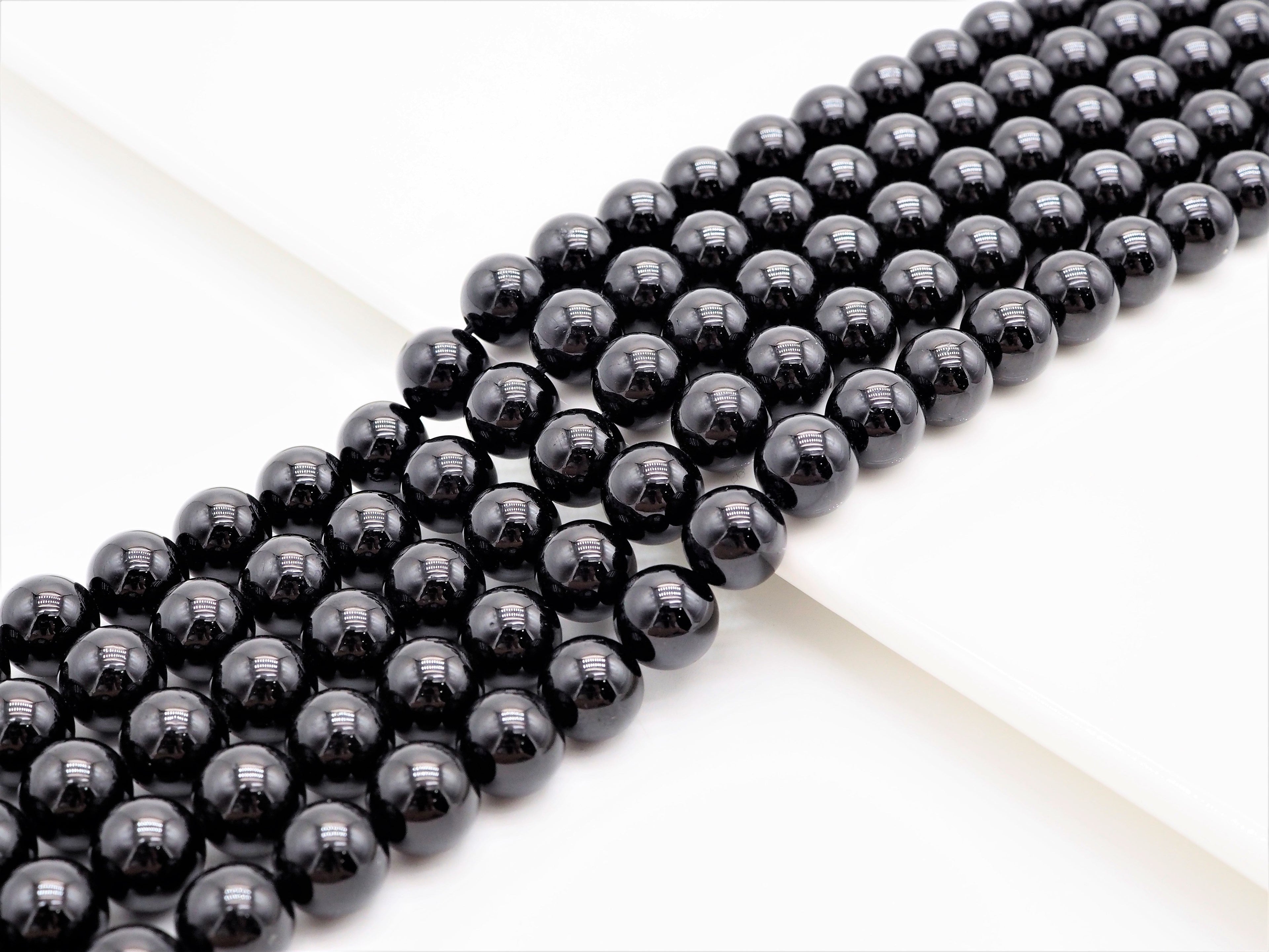 Quality Natural Black Tourmaline Round Smooth Beads,  SKU#U310