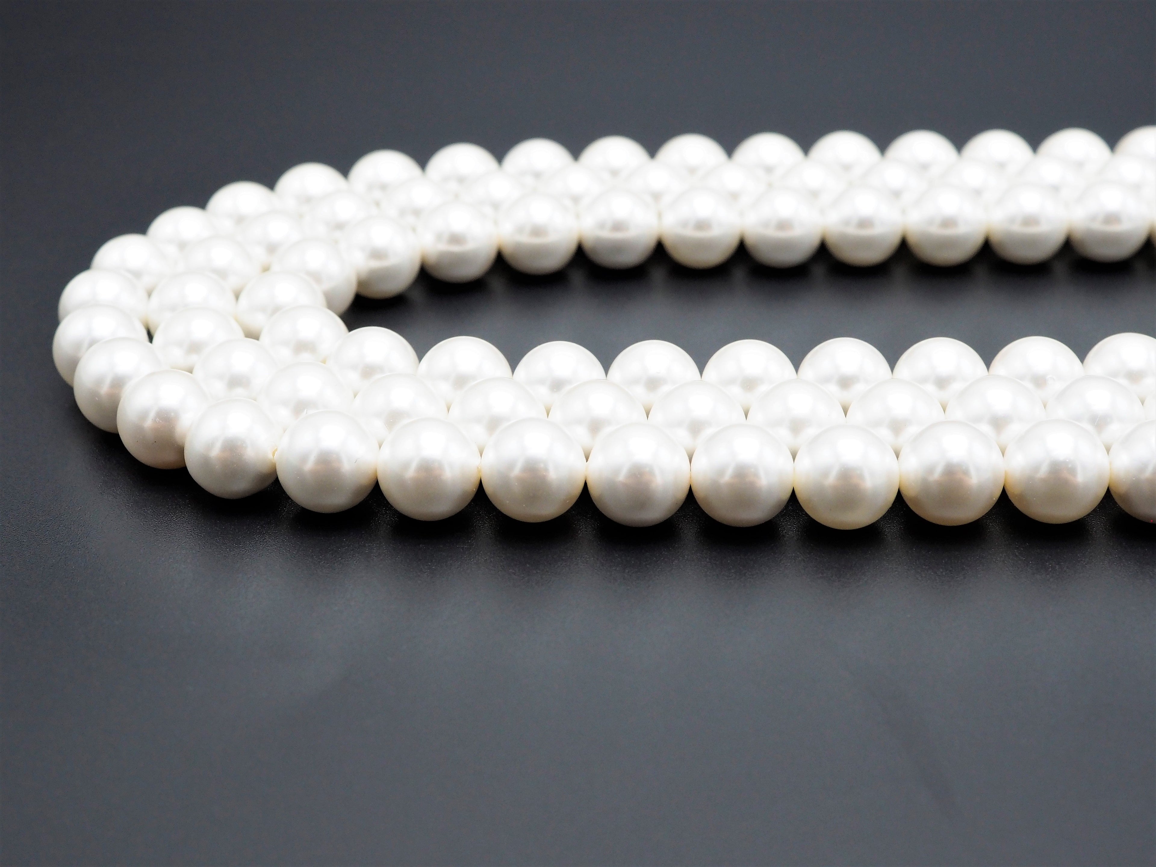 High Quality White Mother of Pearl Round Smooth Beads, Sku#U316