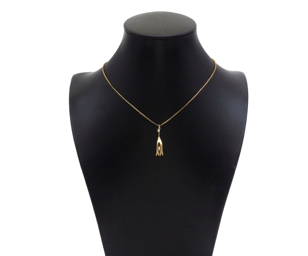 CZ Micro Pave Tulip Flower Shape Pendant, 18K Gold Tulip Flower Charm, Necklace Bracelet Charm Pendant, 7x27mm, Sku#ZX23