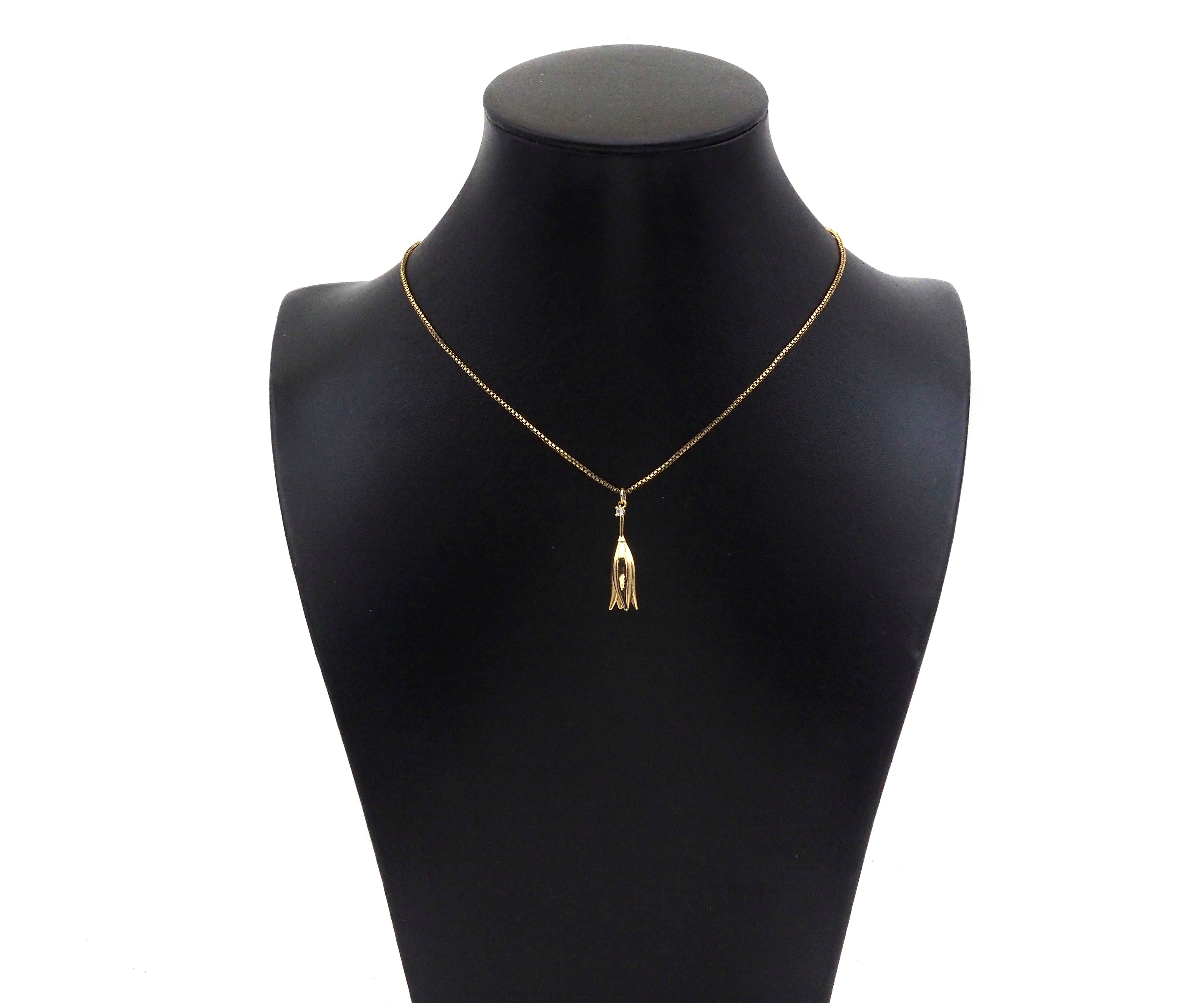 CZ Micro Pave Tulip Flower Shape Pendant, 18K Gold Tulip Flower Charm, Necklace Bracelet Charm Pendant, 7x27mm, Sku#ZX23