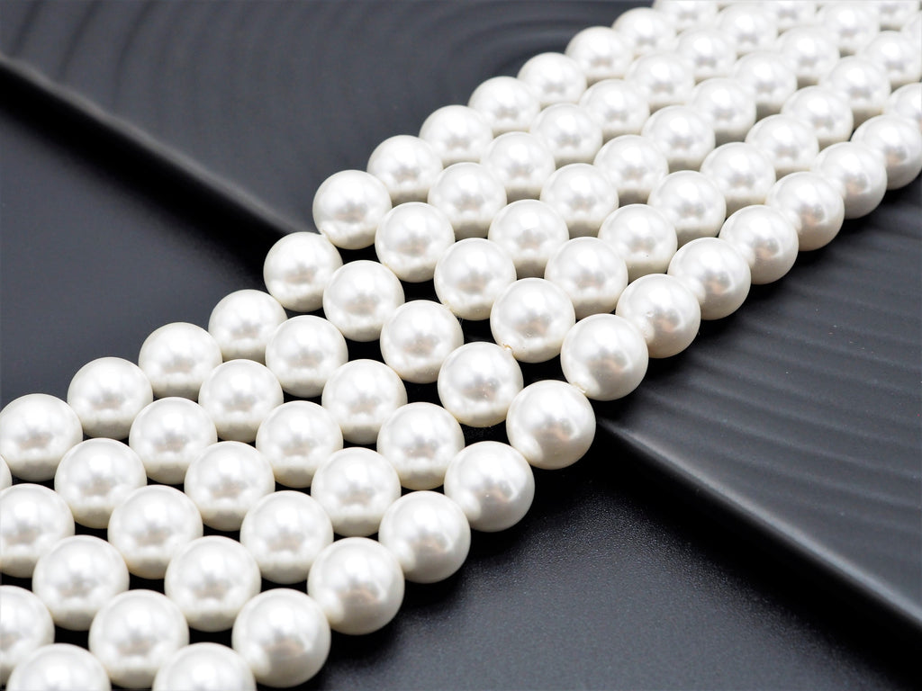 High Quality White Mother of Pearl Round Smooth Beads, Sku#U316
