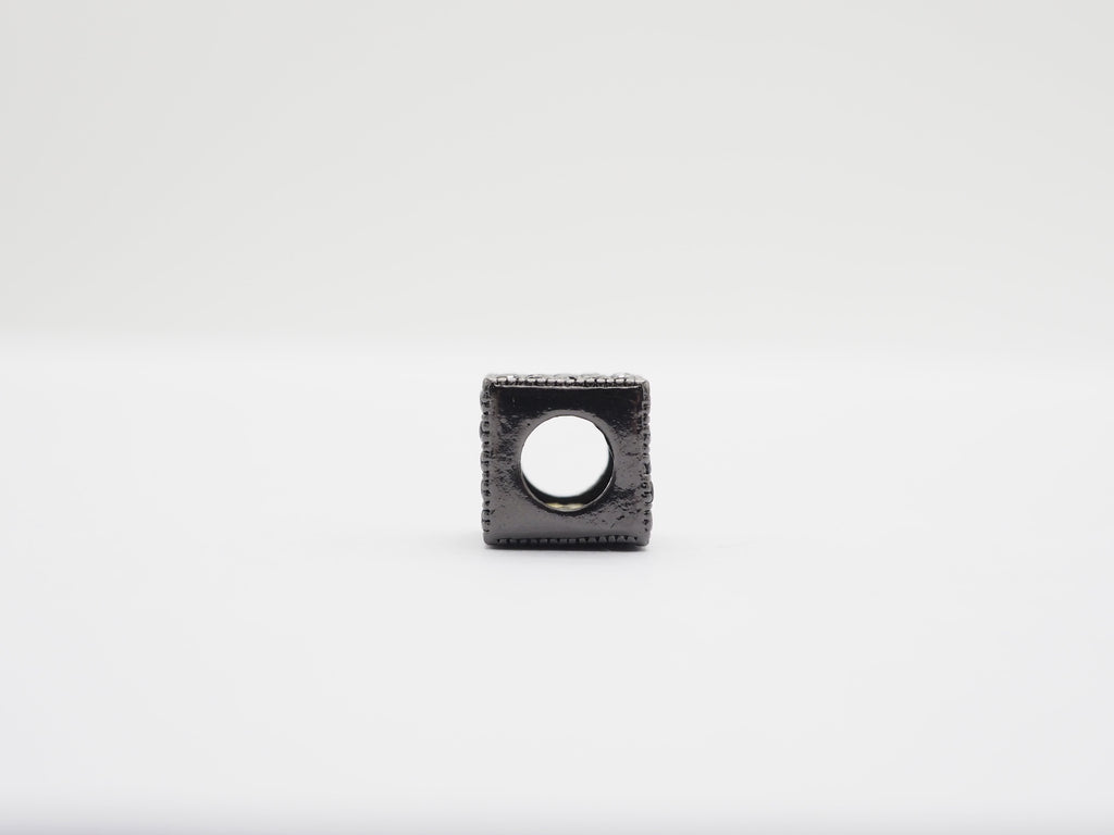 7mm Black CZ Pave On Black Big Hole Cube Spacer Micro Pave Beads, Cubic Zirconia Cube Space Beads, SKU#C77