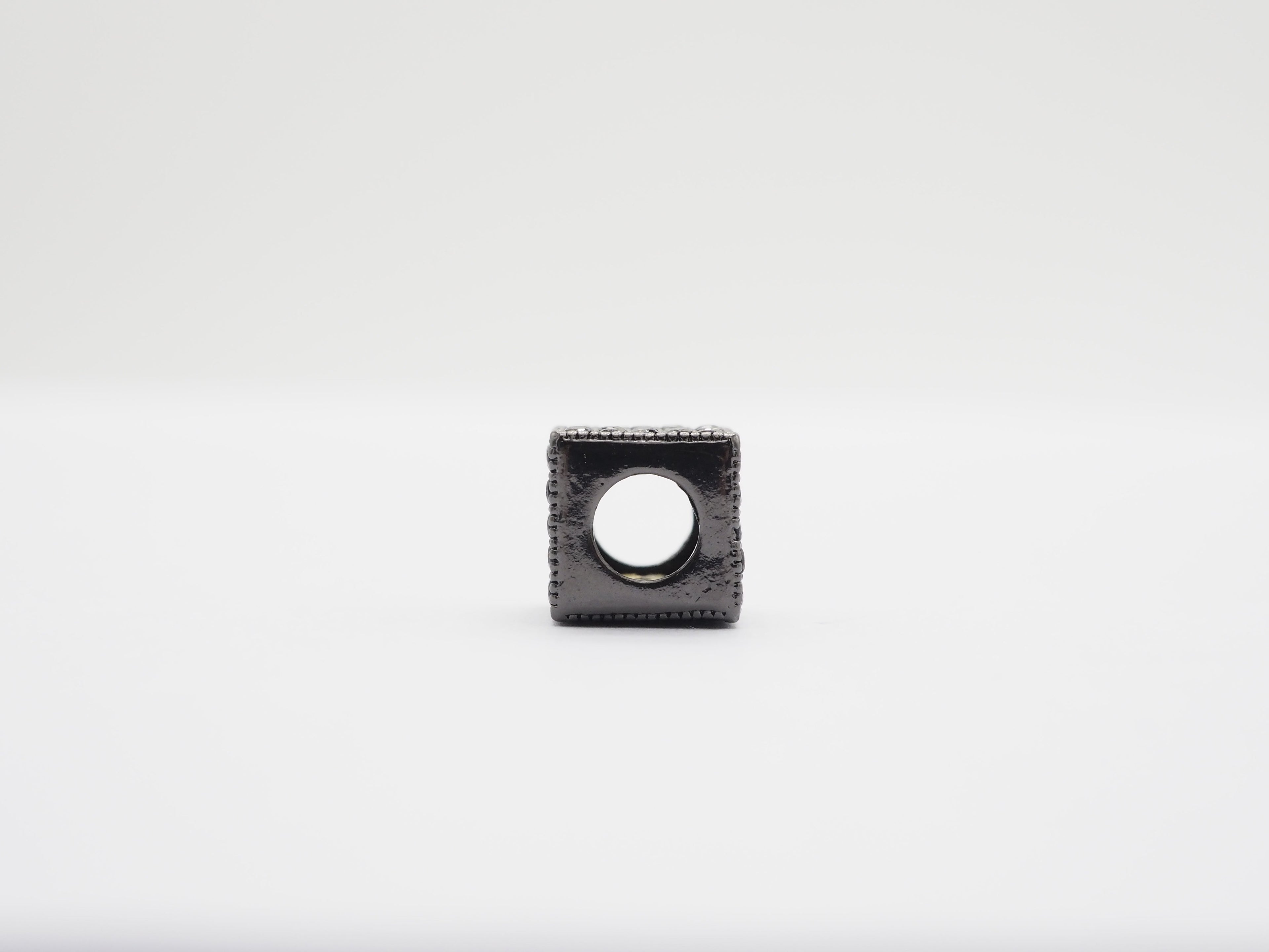 7mm Black CZ Pave On Black Big Hole Cube Spacer Micro Pave Beads, Cubic Zirconia Cube Space Beads, SKU#C77