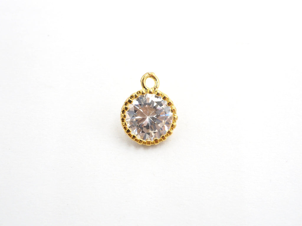 10mm Micro Pave Round Shaped Pendant with Big Clear CZ, Cubic Zirconia Pendant Charm,Black/Gold/Silver/Rose Gold, Bridal Jewelry, sku#B86