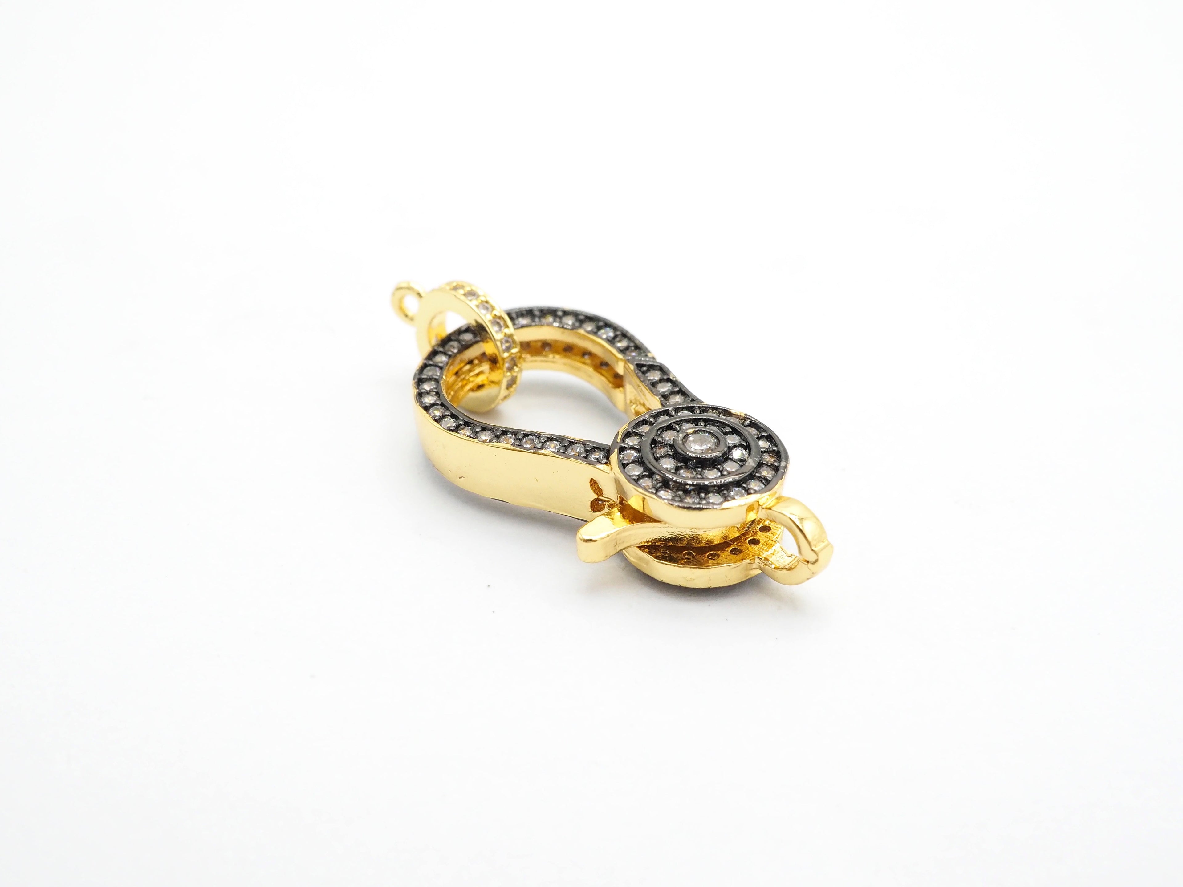 CZ Micro Pave Dual Color Lobster Claw Clasp/Link Connector, Pave Claw Clasp, Micro Pave Clasp, 14x27mm sku#H128